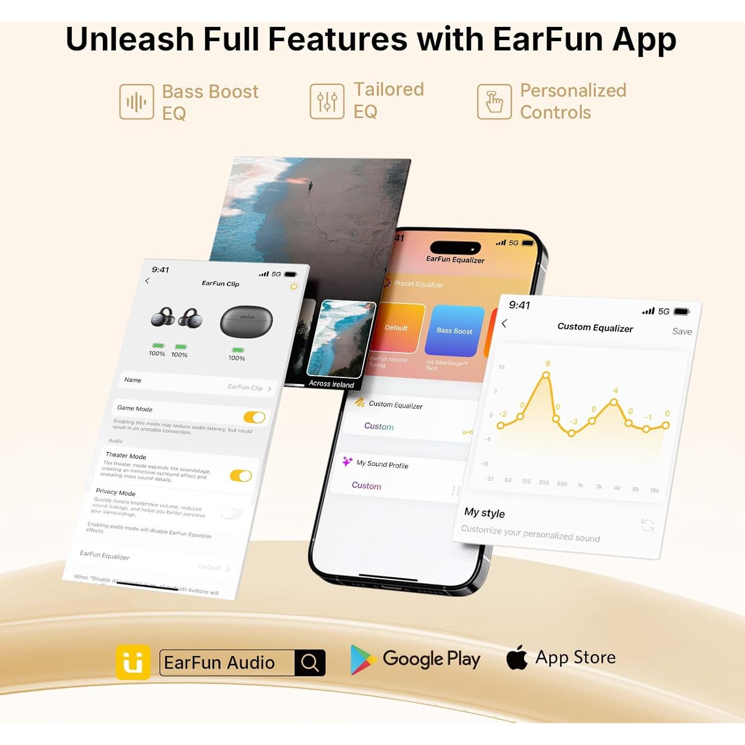 Auriculares Inalámbricos EarFun Clip, Bluetooth 6.0, 40H Batería