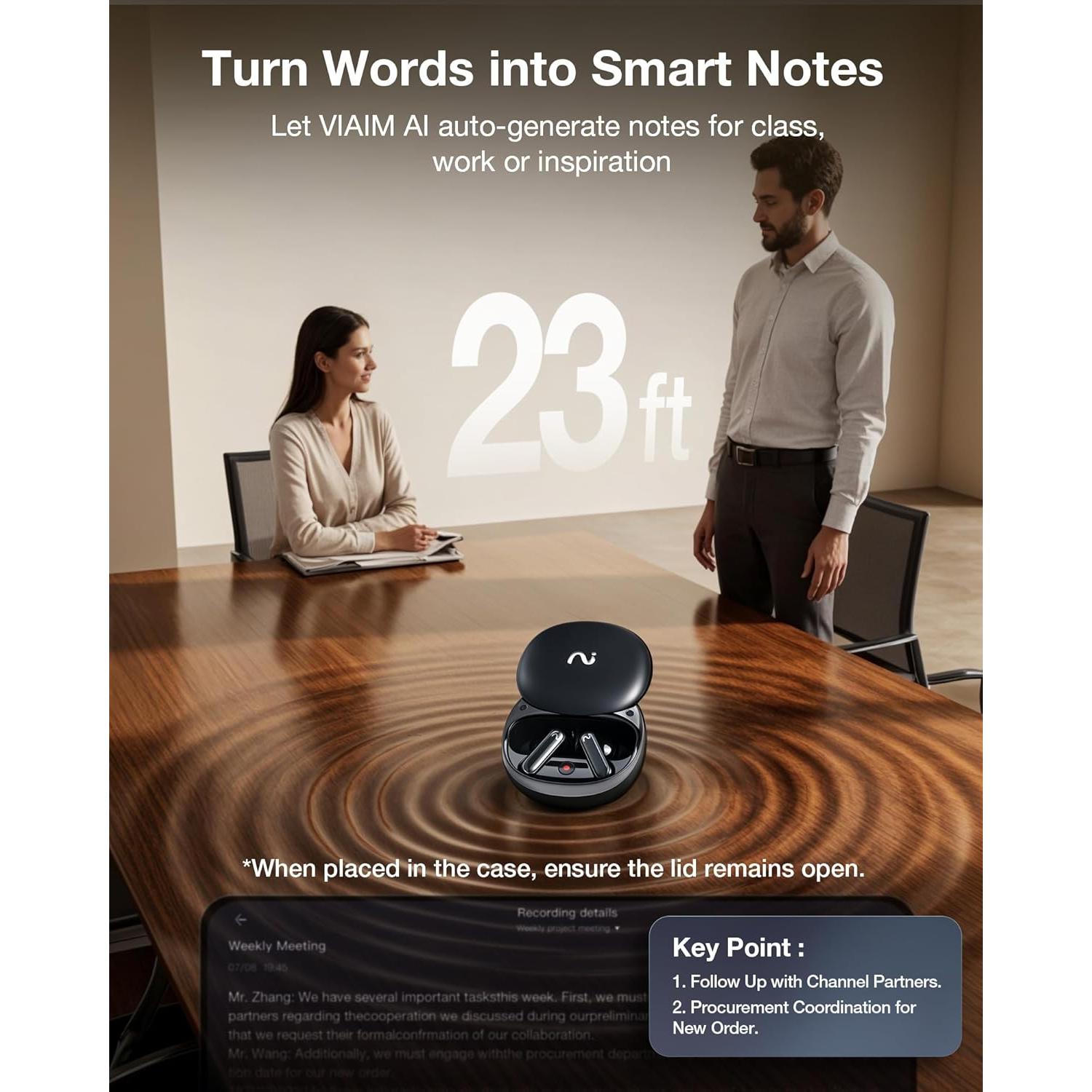 Auriculares Grabadores de Voz viaim RecDot AI - 48dB ANC, 36h Batería