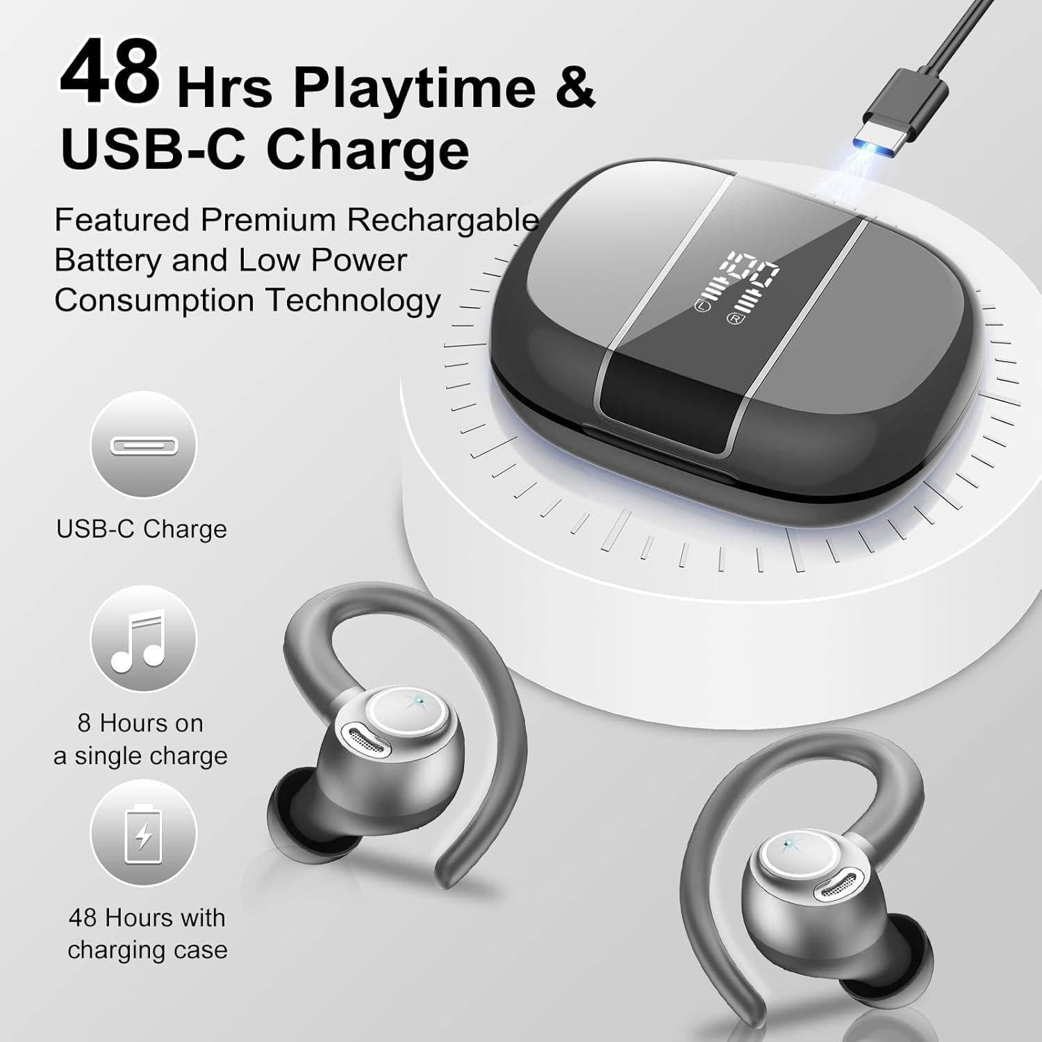 Auriculares Inalámbricos Bluetooth 5.3 VKROBAG V90 Deportivos IP7