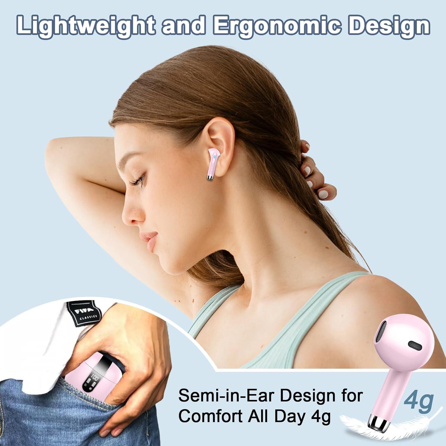 Auriculares Inalámbricos Wasart J55 Bluetooth 5.3 40H Rosa