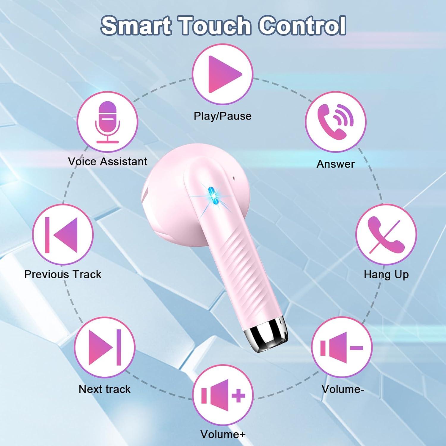 Auriculares Inalámbricos Wasart J55 Bluetooth 5.3 40H Rosa