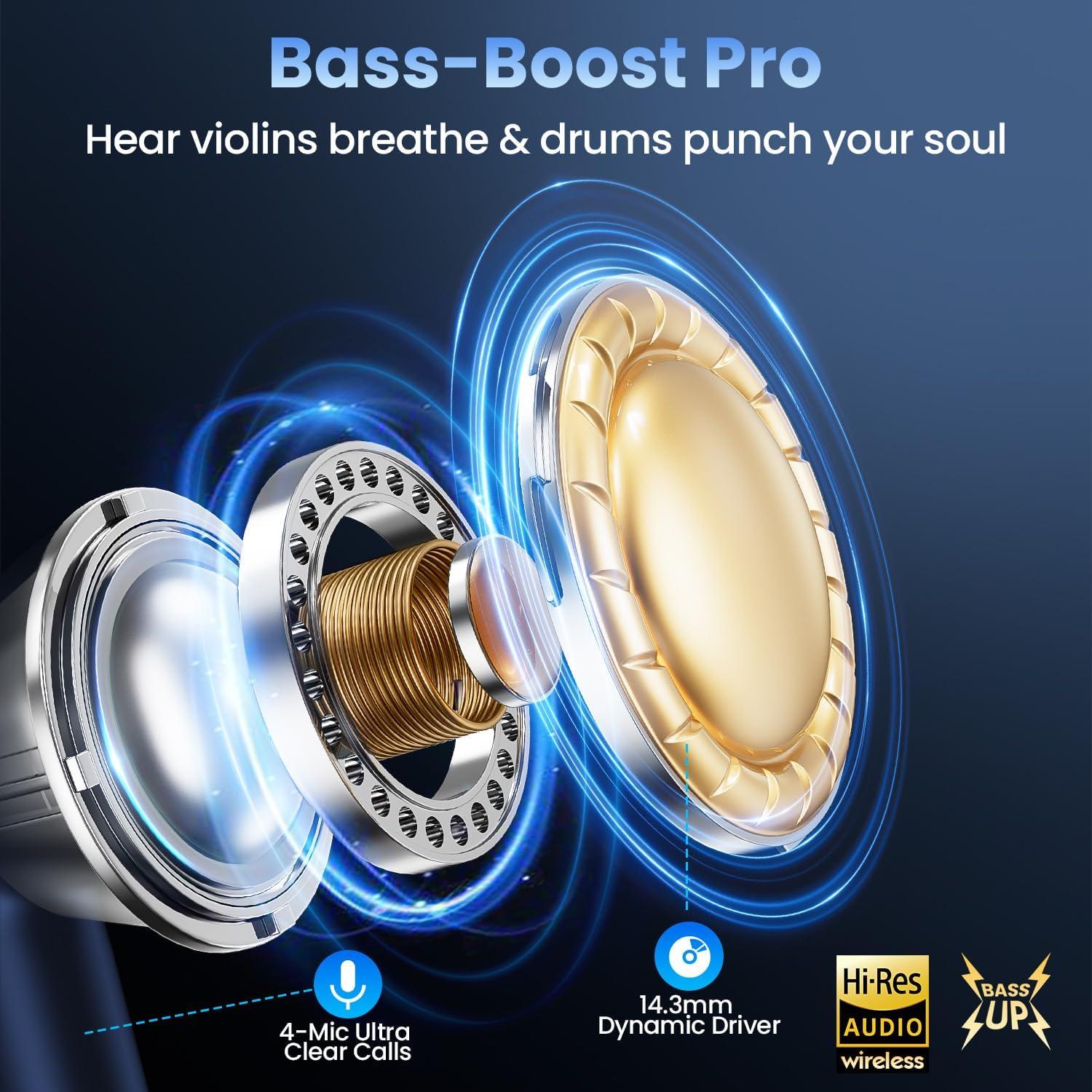 Auriculares Inalámbricos T10 Bluetooth 5.4 con Estuche LED Azul