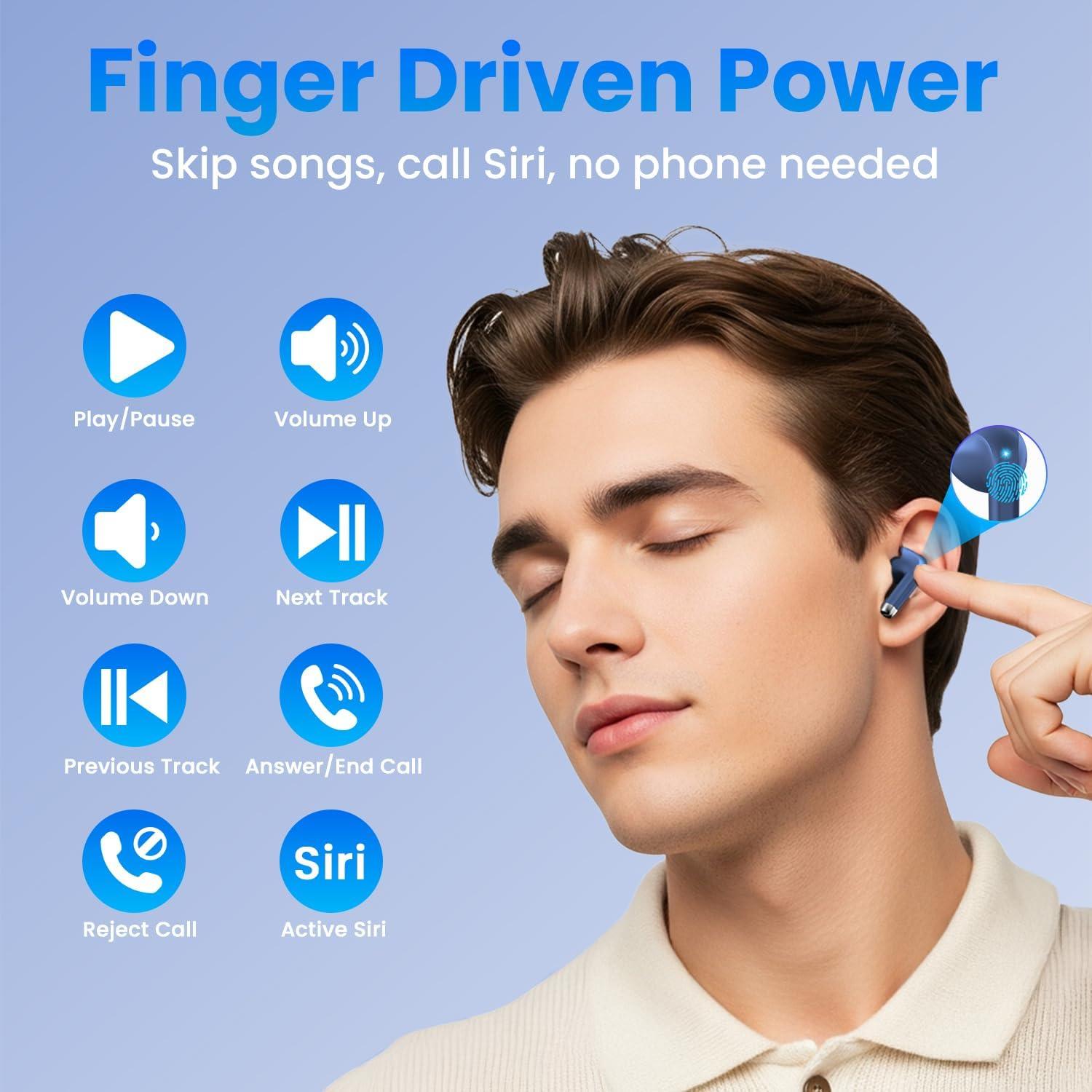 Auriculares Inalámbricos T10 Bluetooth 5.4 con Estuche LED Azul