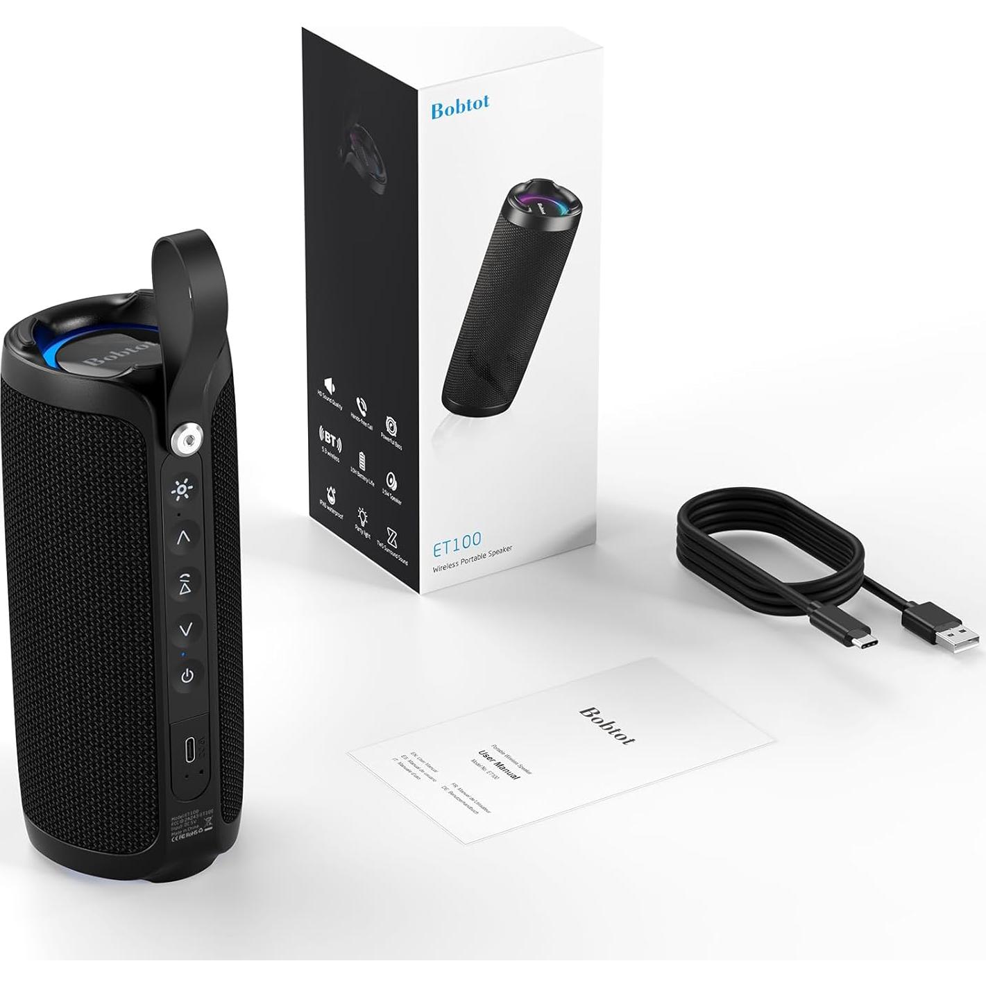 Altavoz Bluetooth Portátil Bobtot ET100 15W Impermeable IPX6