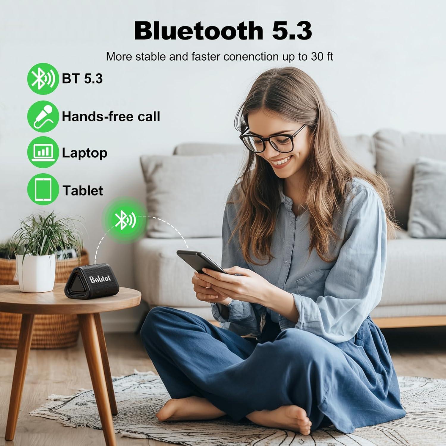 Altavoz Bluetooth Portátil Bobtot ET2240 IPX7 15H Sonido Estéreo