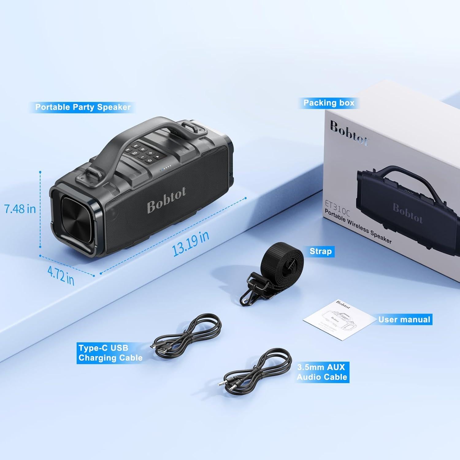 Altavoz Bluetooth Bobtot ET310C 60W Impermeable IPX6 8800mAh