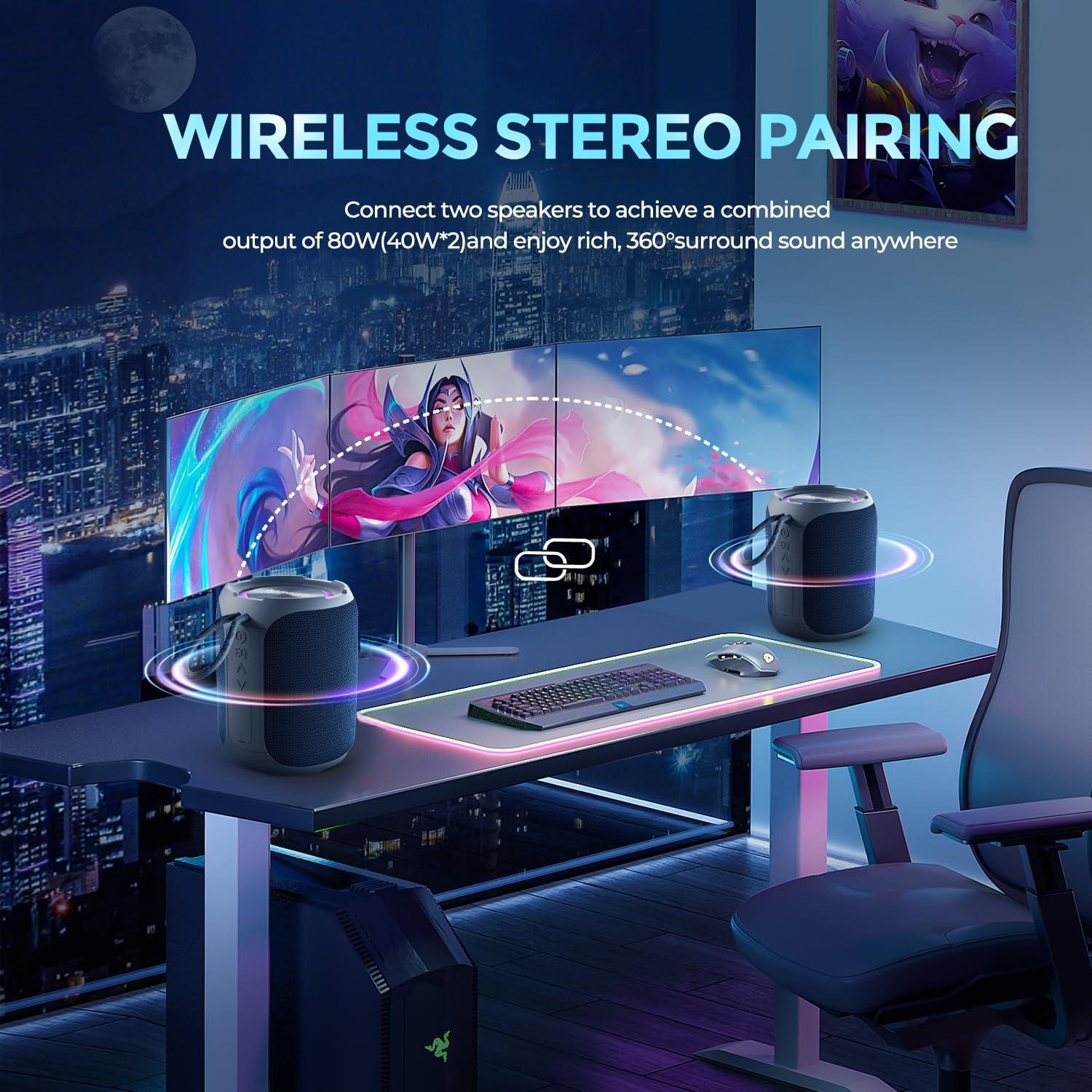 Altavoz Bluetooth Portátil YEAHBOX 40W Impermeable IPX7