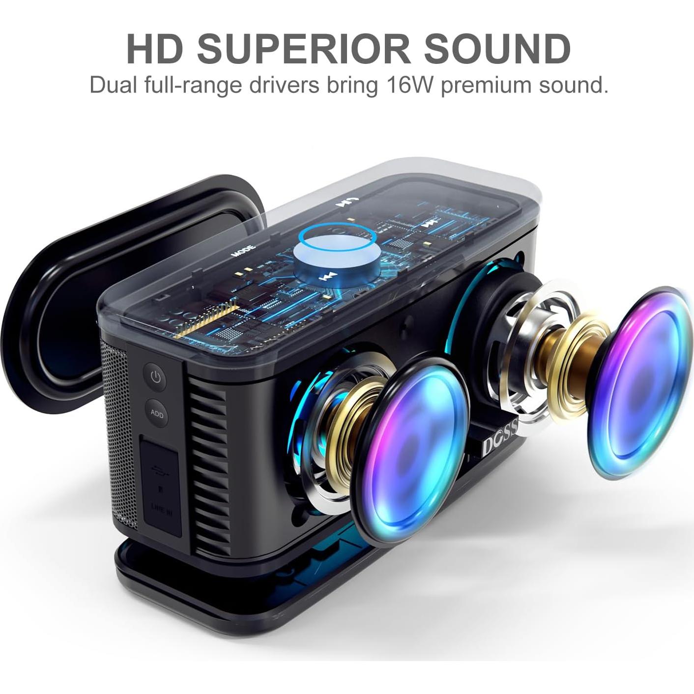 Altavoz Bluetooth DOSS SoundBox Plus 16W 20H Portátil Negro