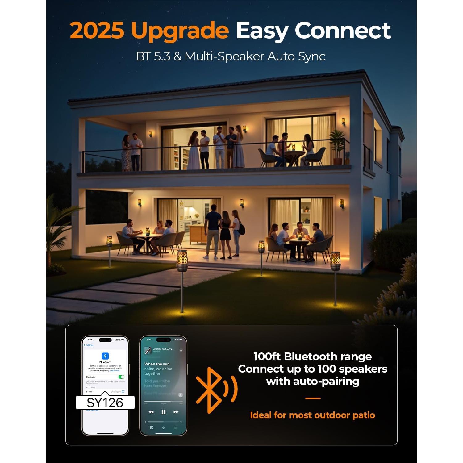 Altavoces Bluetooth HESONTEC IPX6 con Luz de Llama 2 en 1