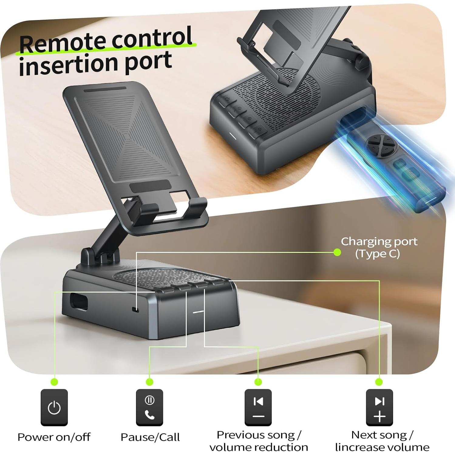 Soporte Plegable para Teléfono con Altavoz Bluetooth HOIFA YK01