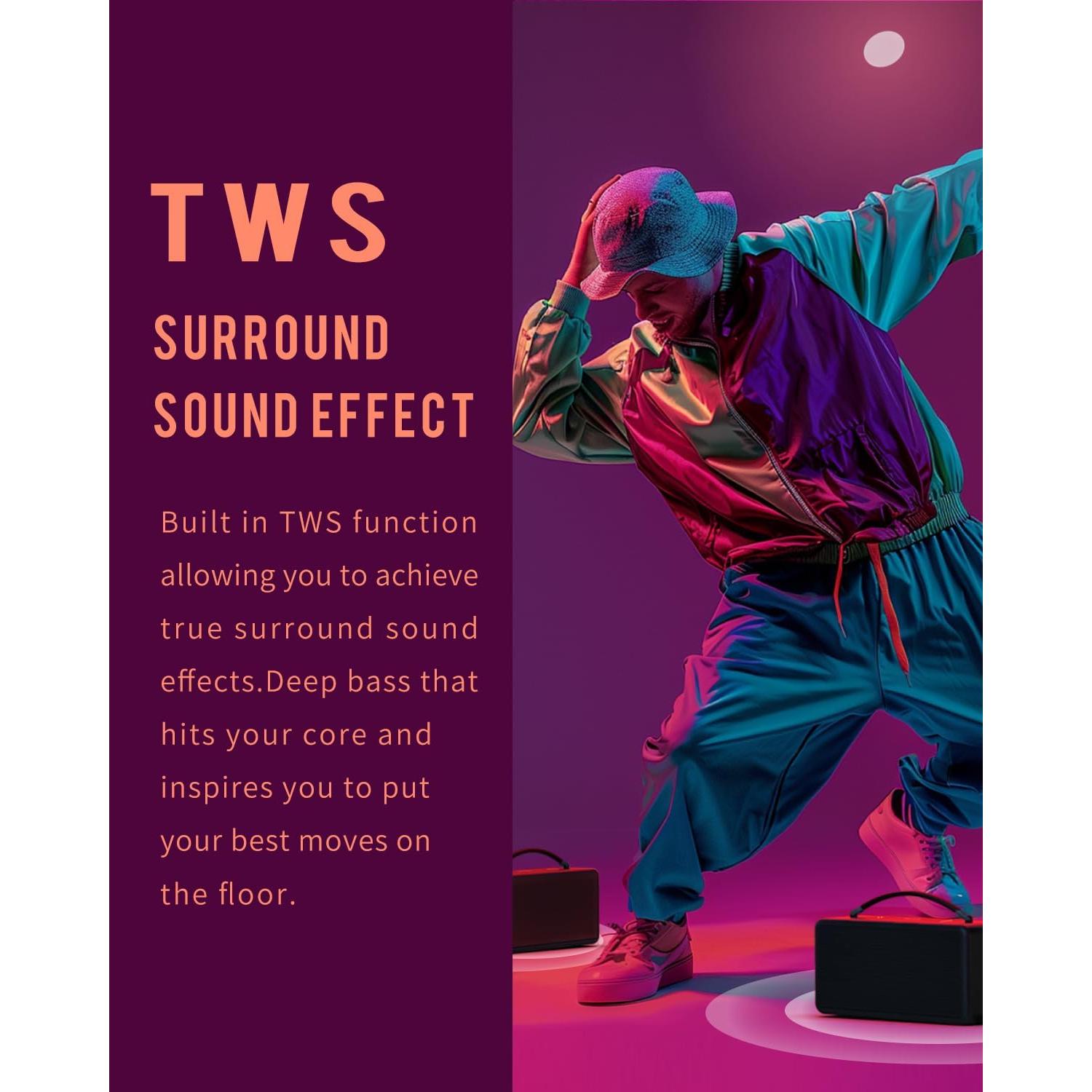 Altavoz Bluetooth DINDIN-007 80W 20H Madera Negro TWS