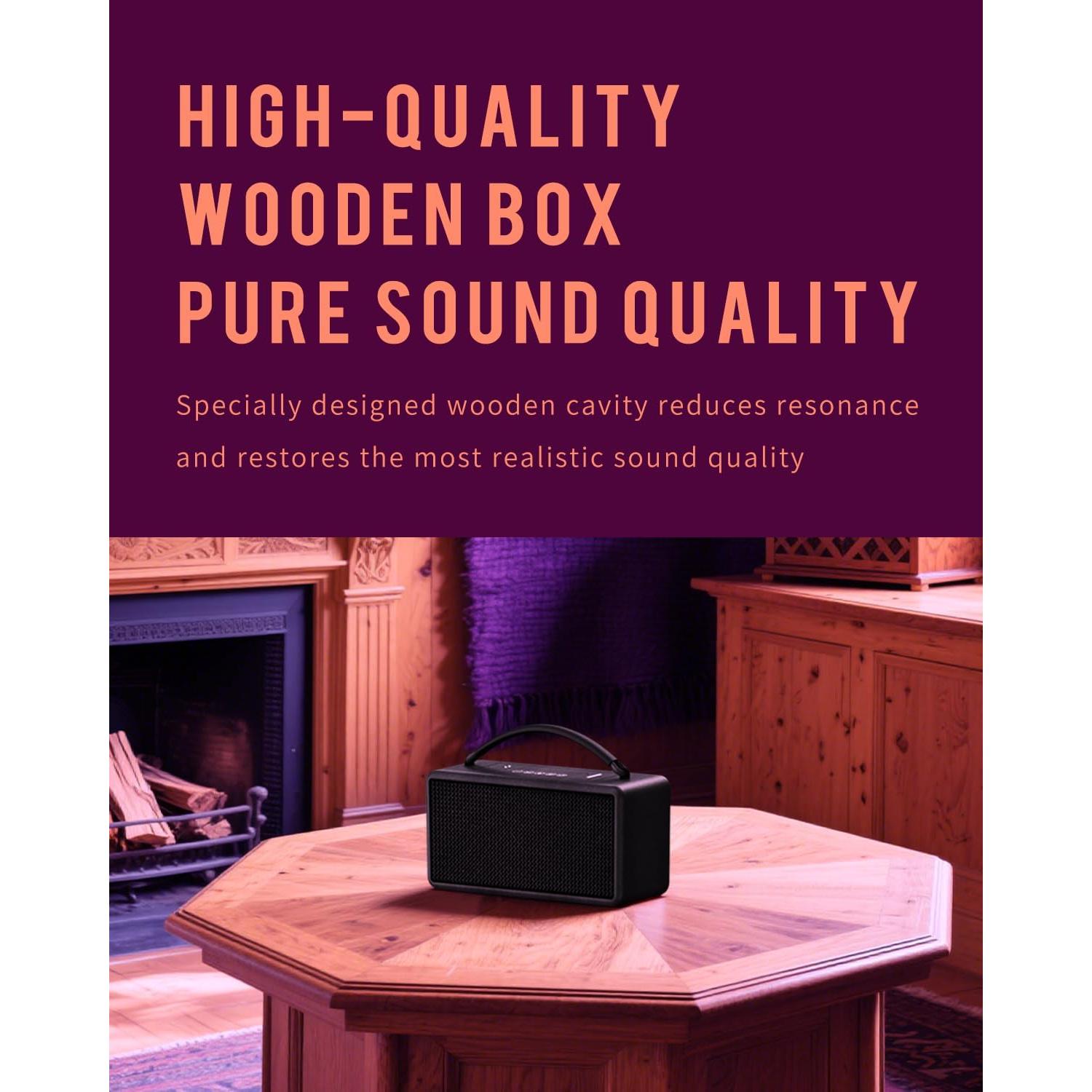 Altavoz Bluetooth DINDIN-007 80W 20H Madera Negro TWS