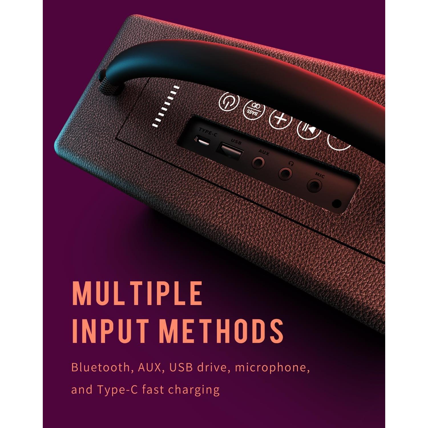 Altavoz Bluetooth DINDIN-007 80W 20H Madera Negro TWS