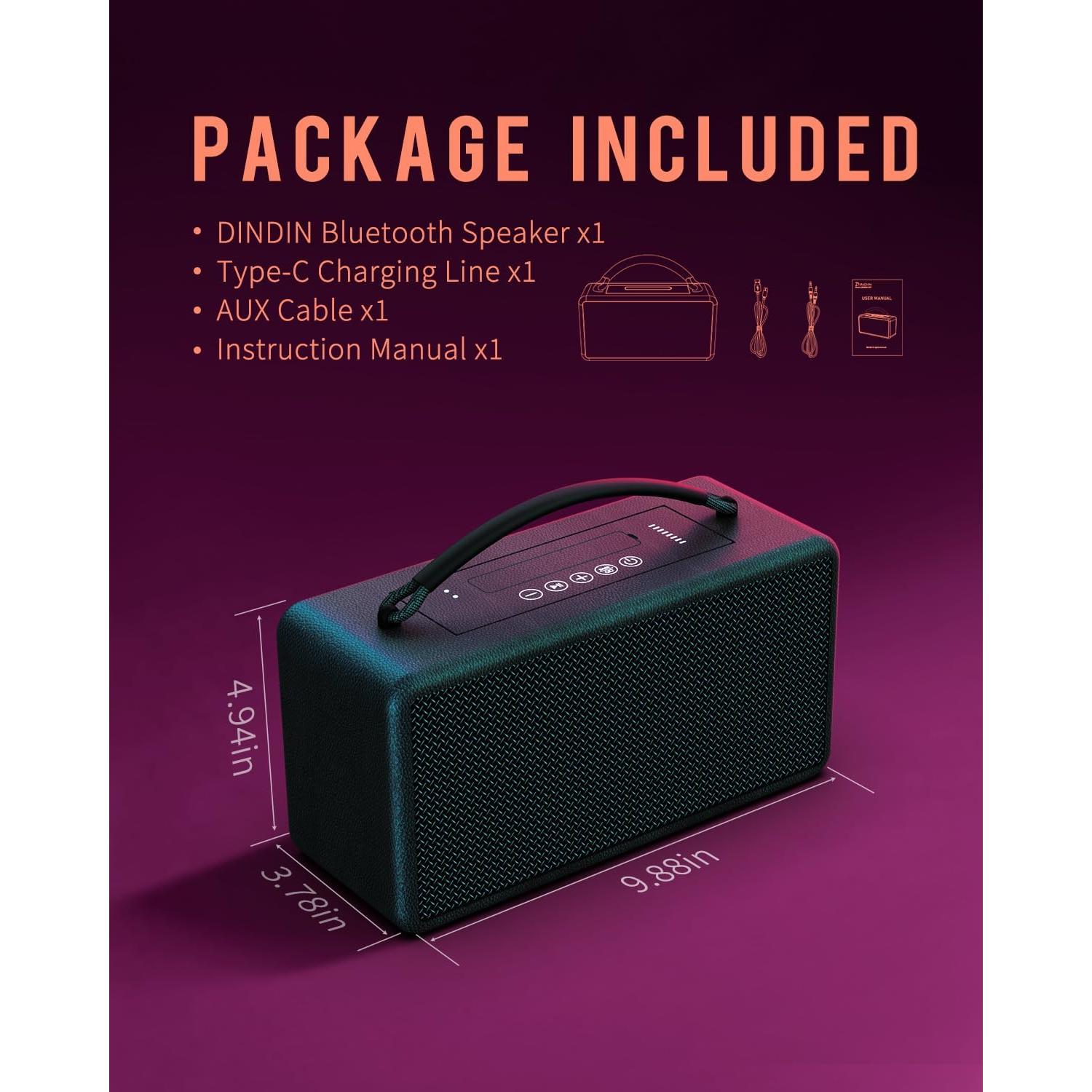 Altavoz Bluetooth DINDIN-007 80W 20H Madera Negro TWS