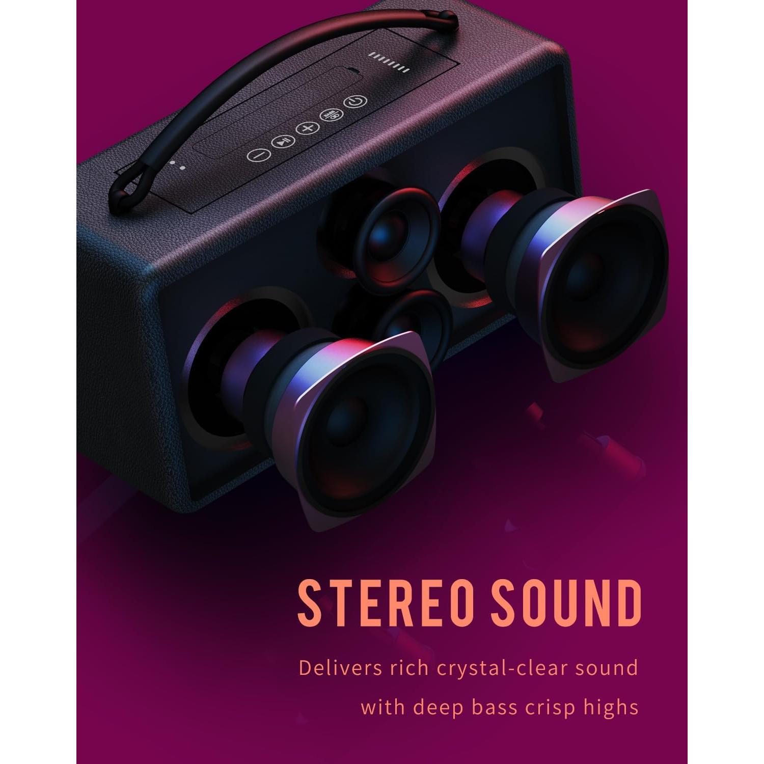 Altavoz Bluetooth DINDIN-007 80W 20H Madera Negro TWS