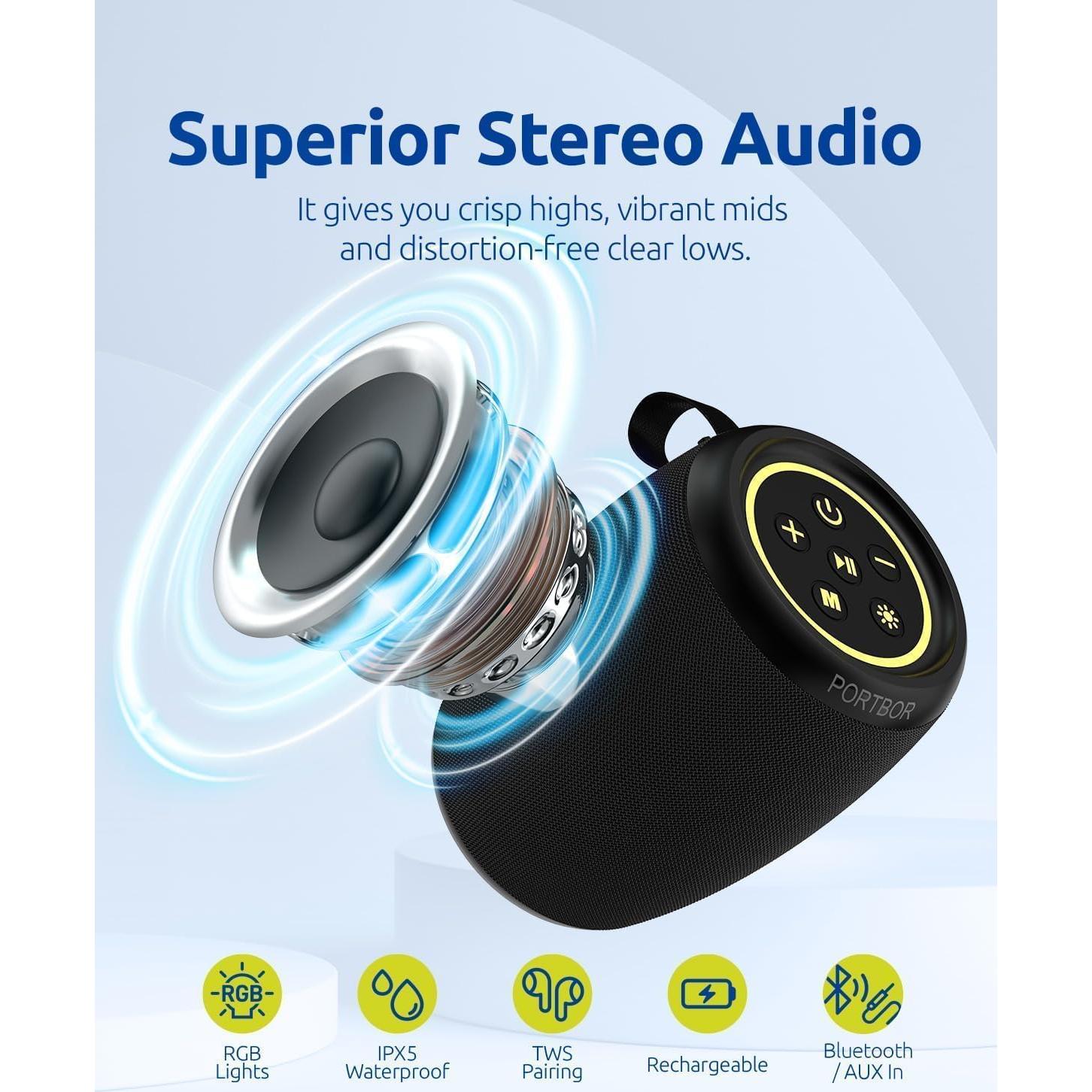 Altavoz Bluetooth PORTBOR Inalámbrico Impermeable 15H