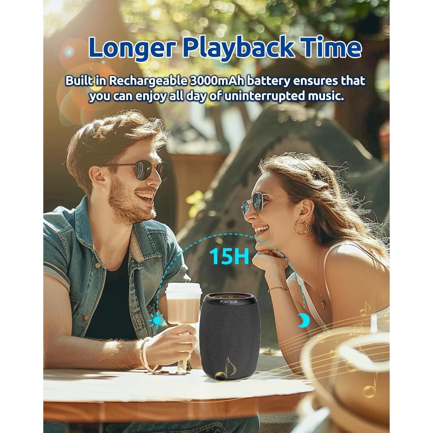 Altavoz Bluetooth PORTBOR Inalámbrico Impermeable 15H