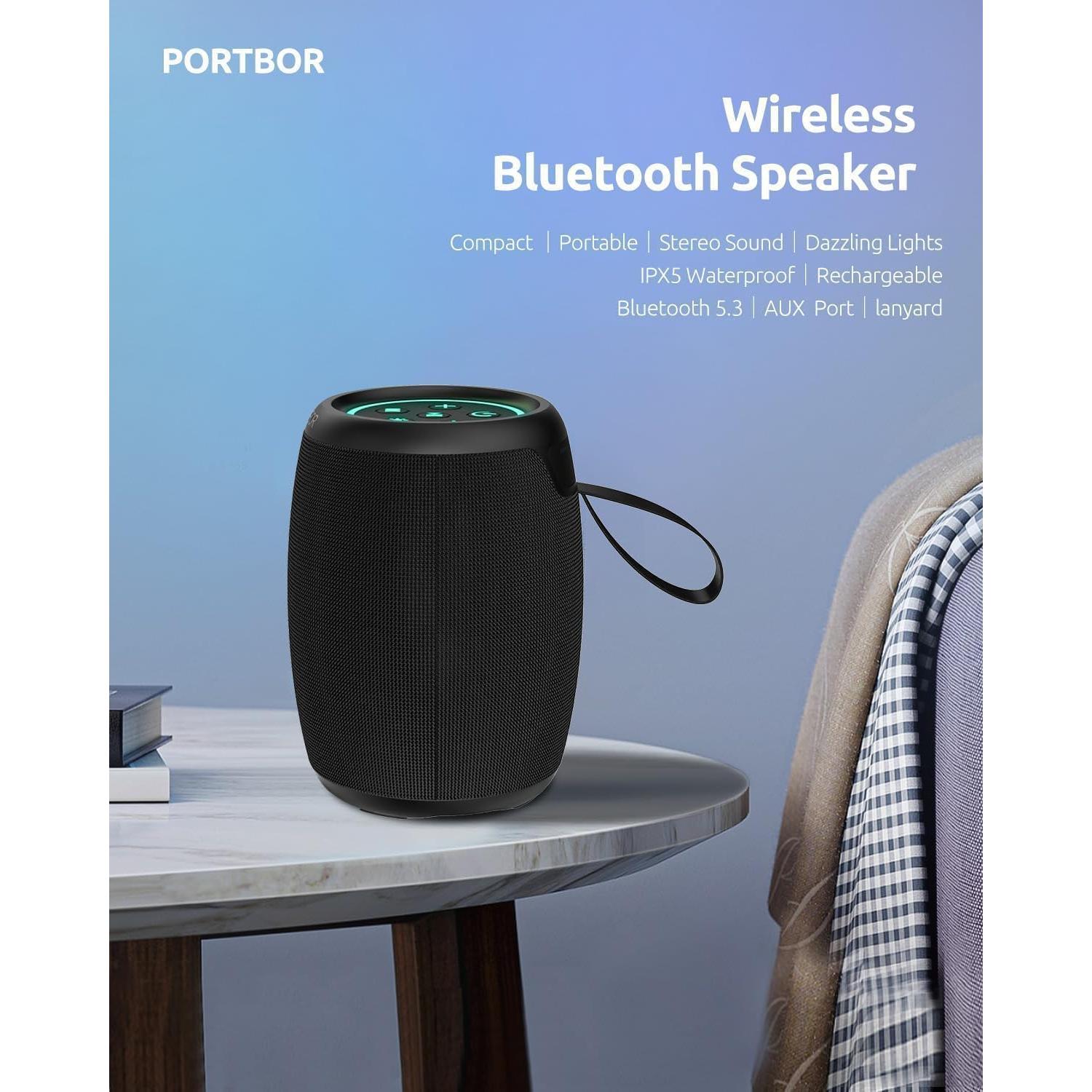 Altavoz Bluetooth PORTBOR Inalámbrico Impermeable 15H