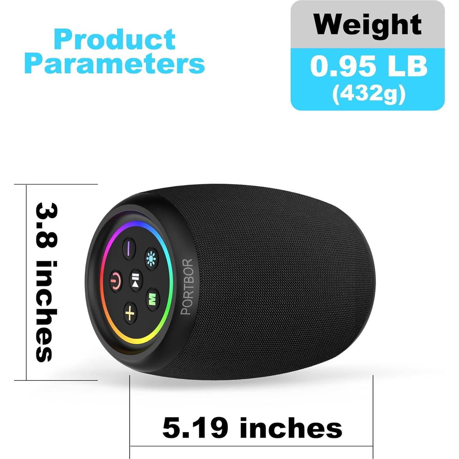 Altavoz Bluetooth PORTBOR Inalámbrico Impermeable 15H