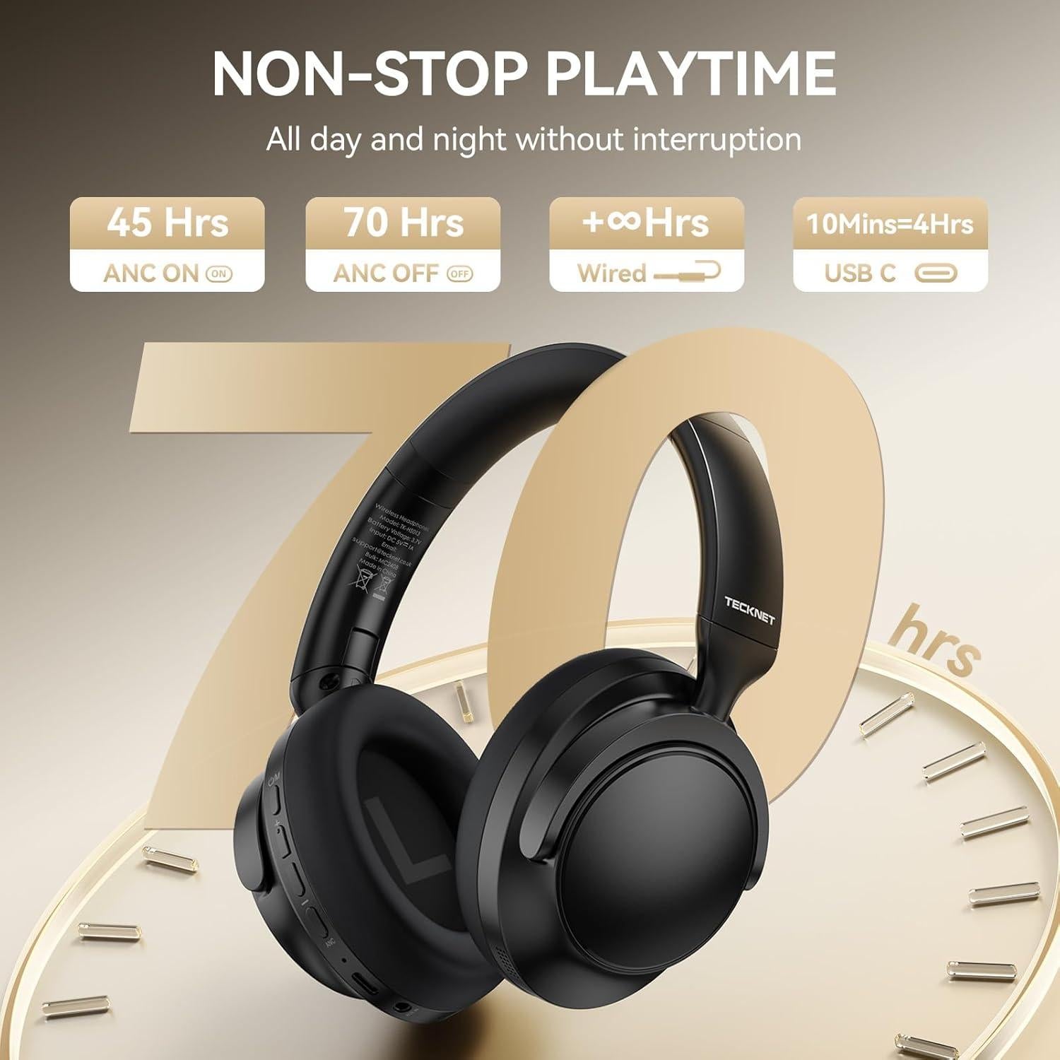 Auriculares TECKNET TK-HS013 Inalámbricos con ANC 70H