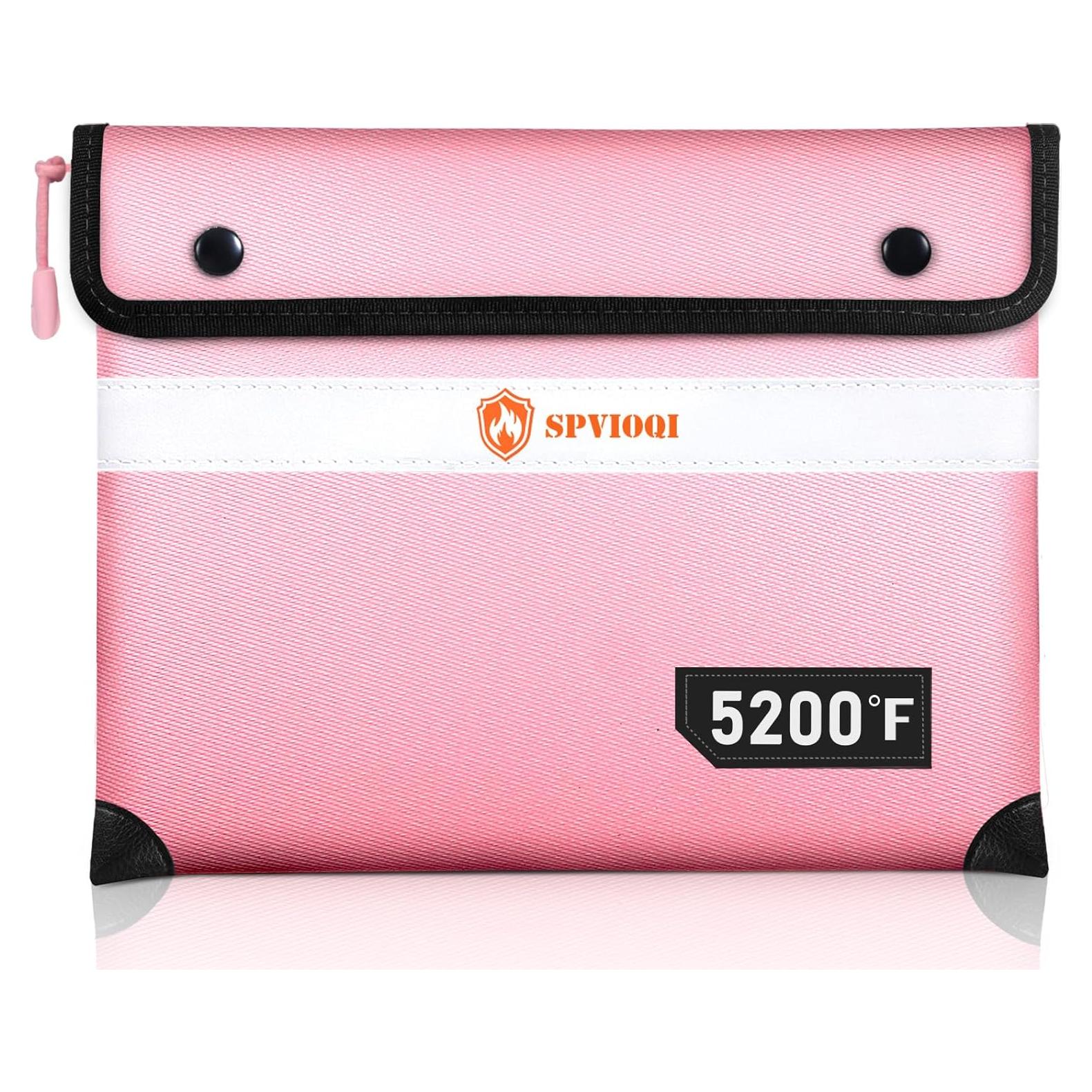 Bolsa Documentos Ignífuga SPVIOQI Rosa 36x28 cm A Prueba de Agua