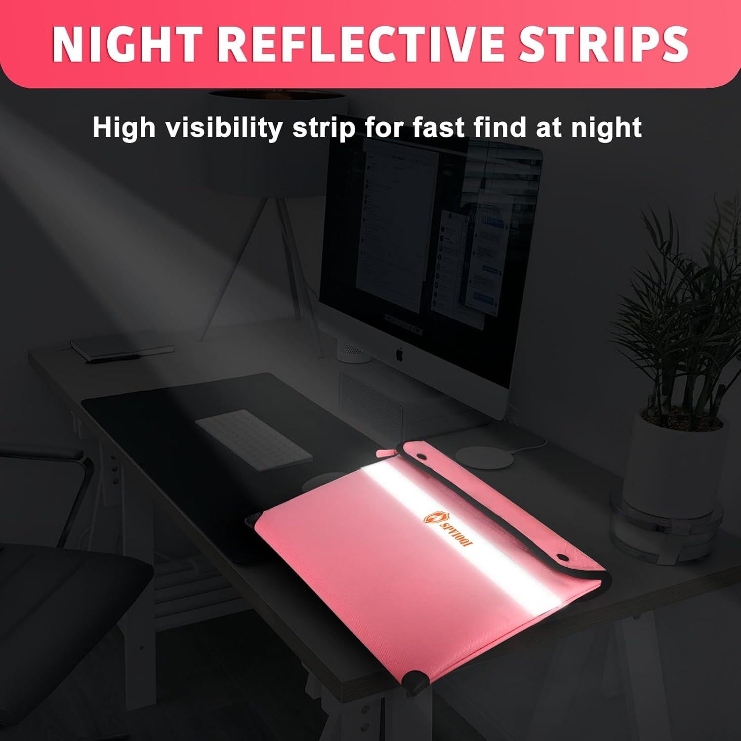 Bolsa Documentos Ignífuga SPVIOQI Rosa 36x28 cm A Prueba de Agua