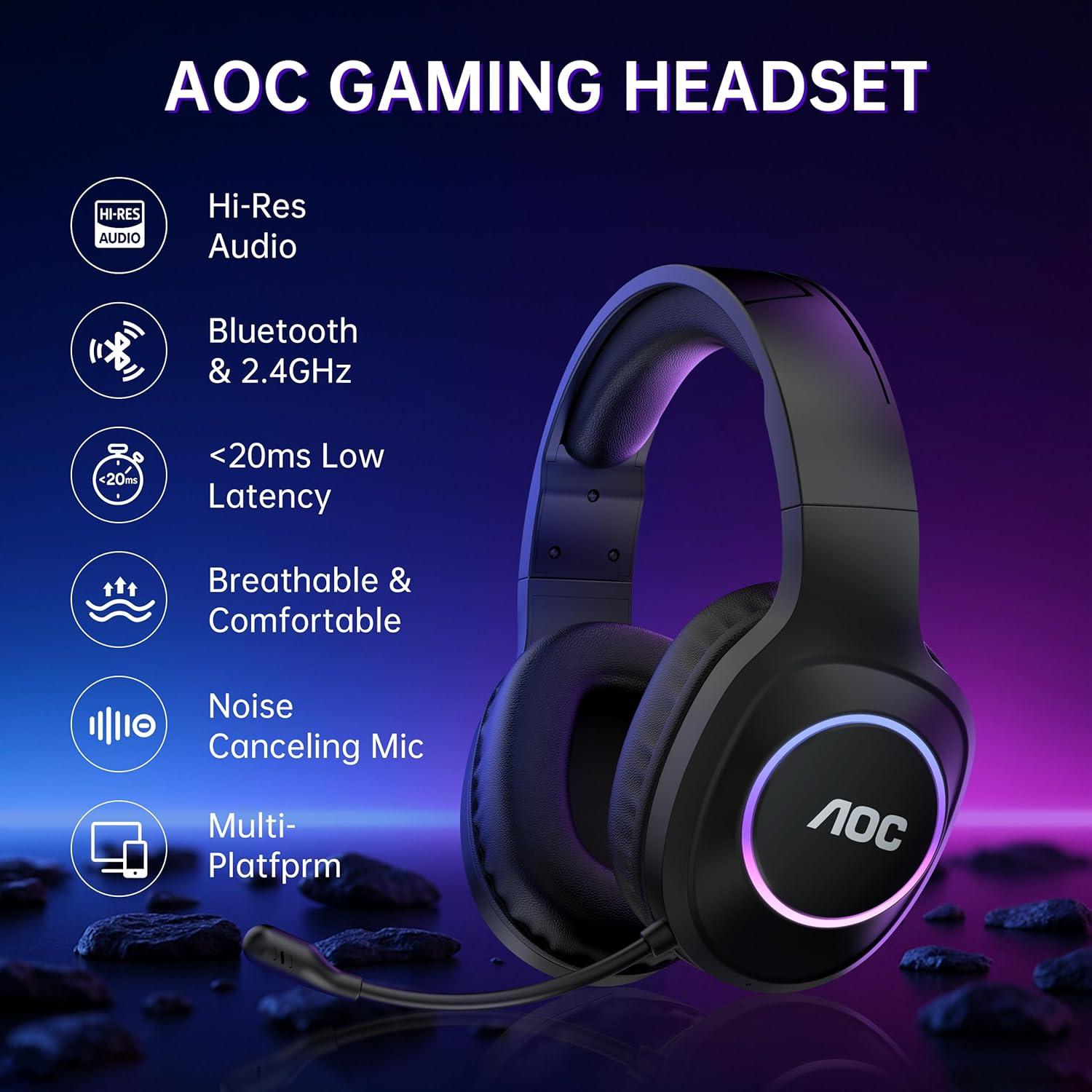 Auriculares Inalámbricos AOC ACG 2502 para Juegos - Negro
