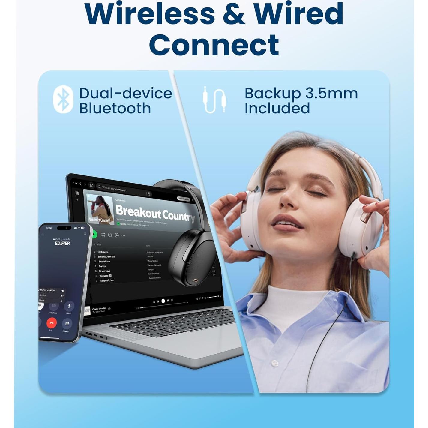 Auriculares Inalámbricos Edifier WH950NB Gen 2 con ANC 80H