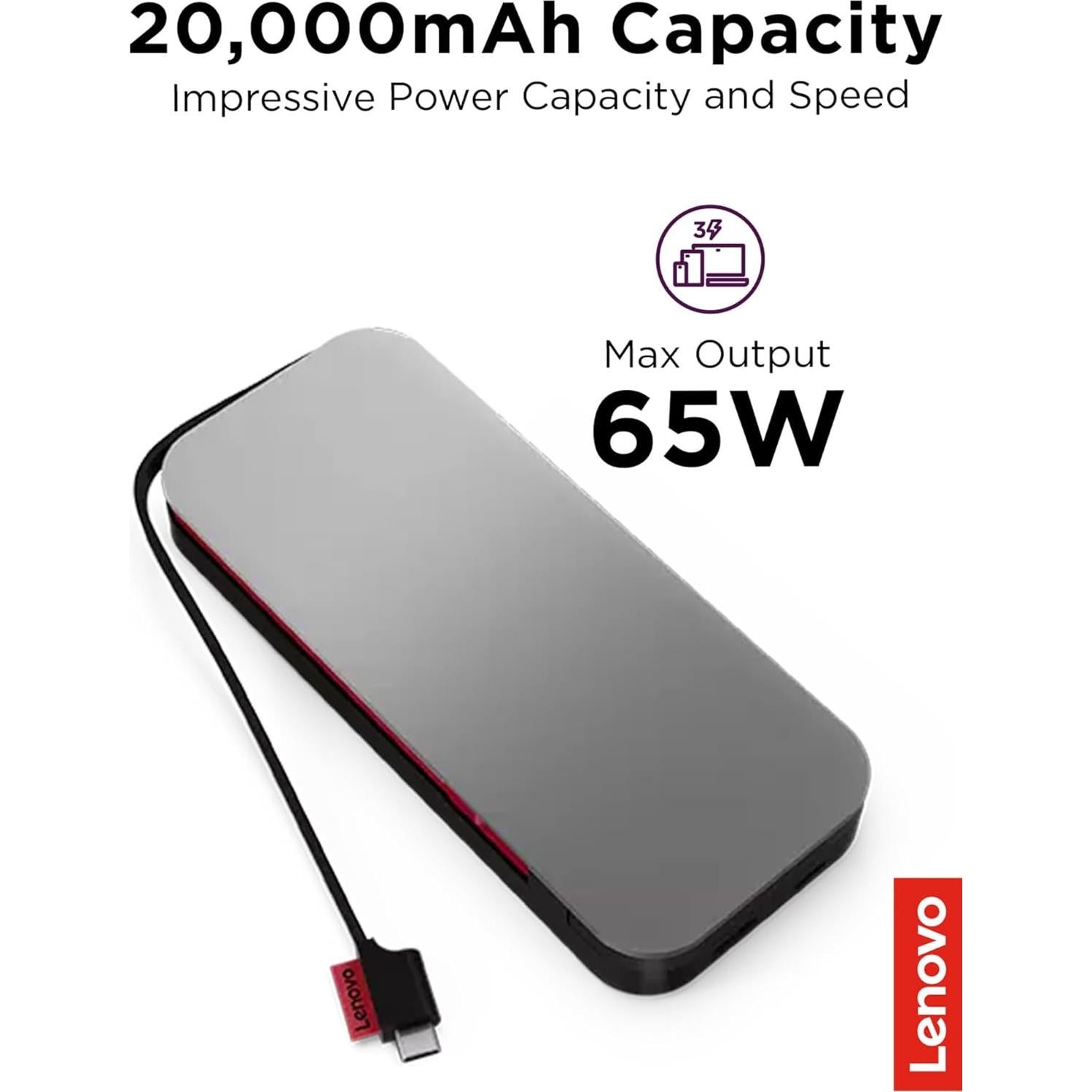 Banco de energía portátil Lenovo Go USB-C 20000 mAh 65W