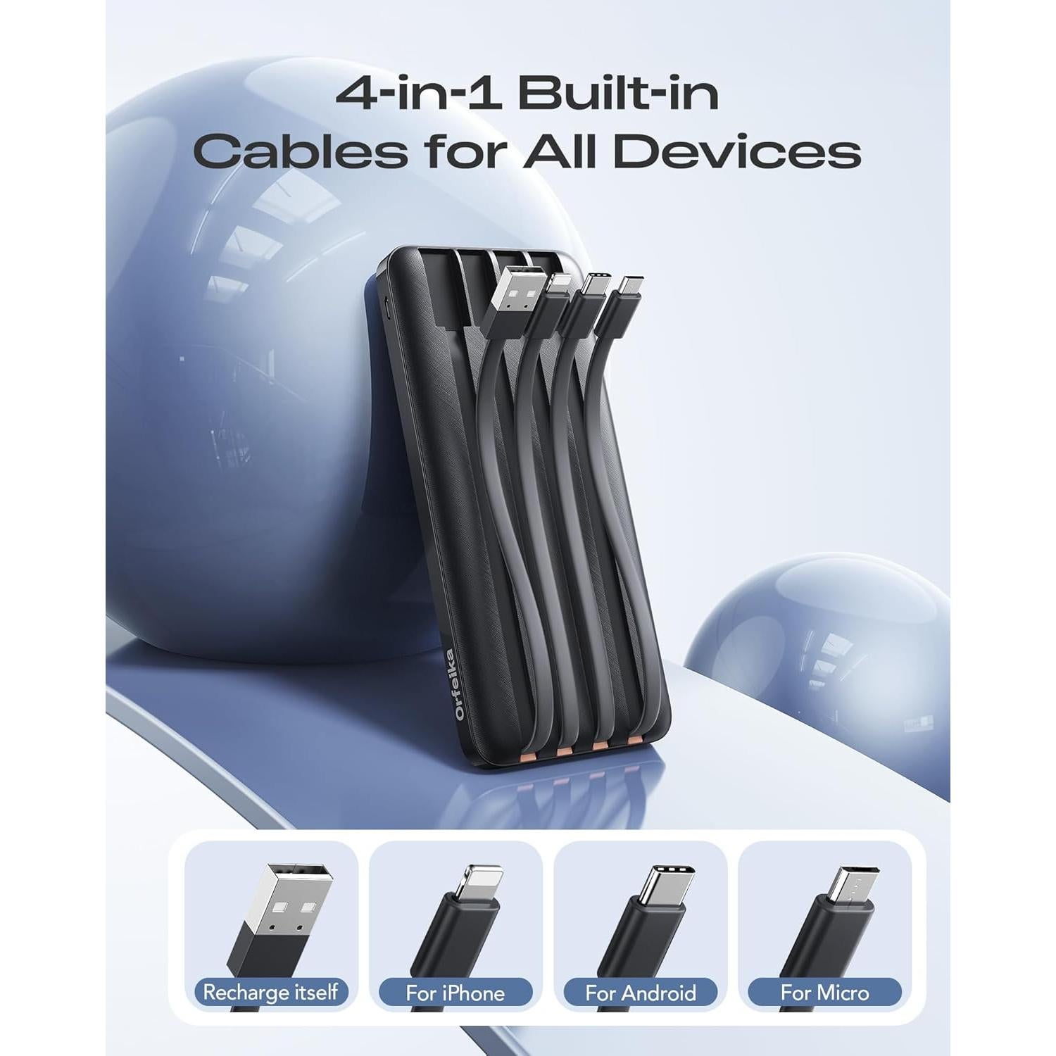 Banco de Energía 20000mAh Orfeika Carga Rápida 20W USB-C