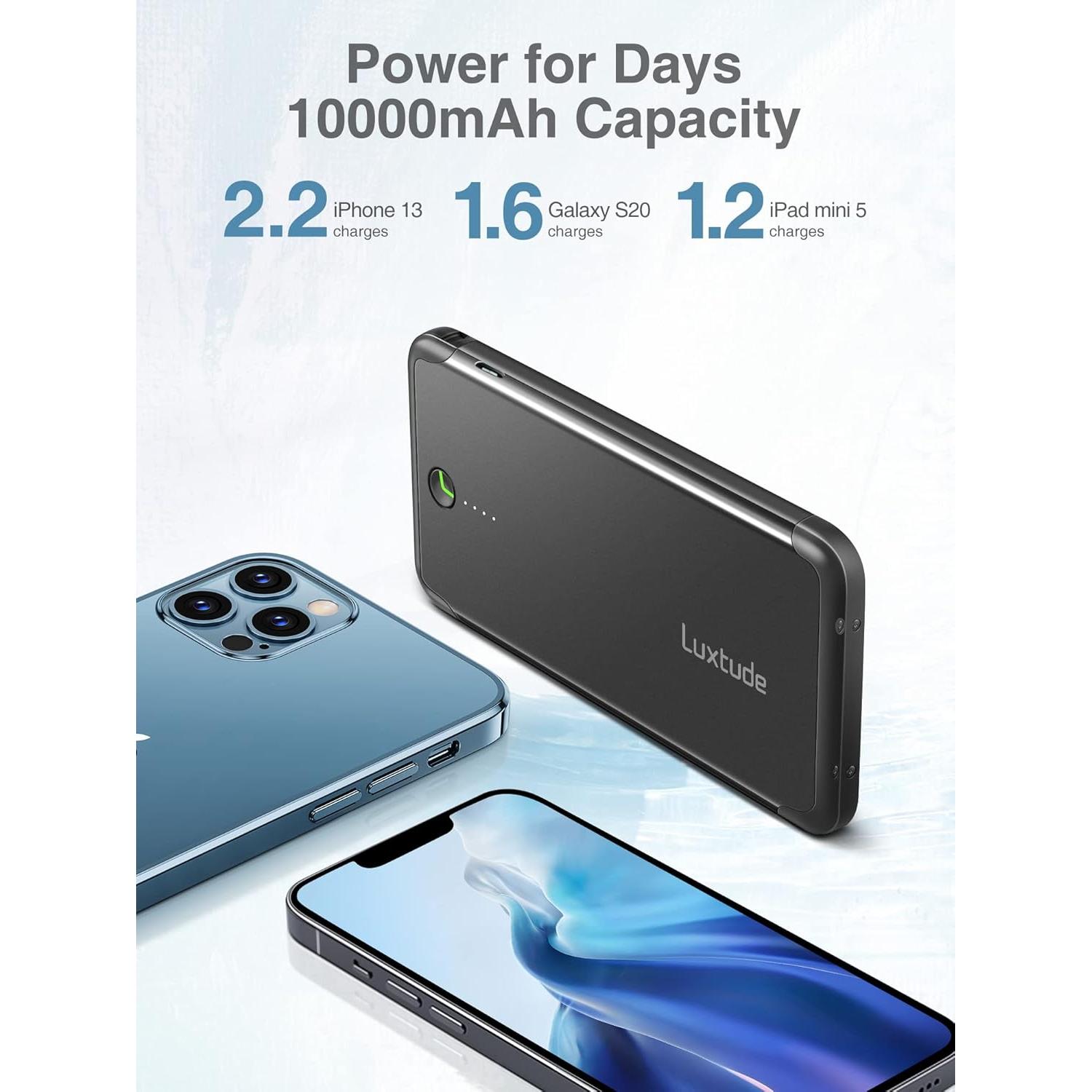 Cargador Portátil Luxtude 10000mAh con Cable Lightning Integrado