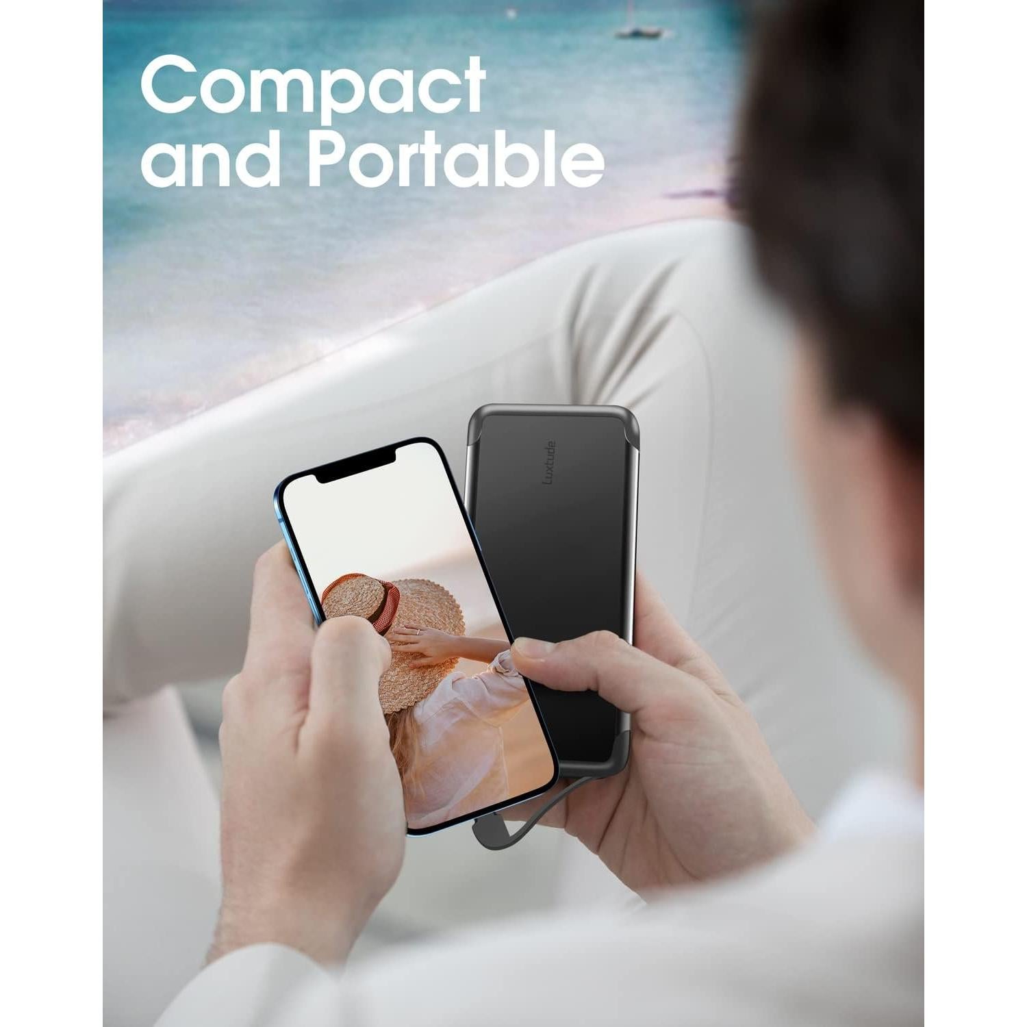 Cargador Portátil Luxtude 10000mAh con Cable Lightning Integrado