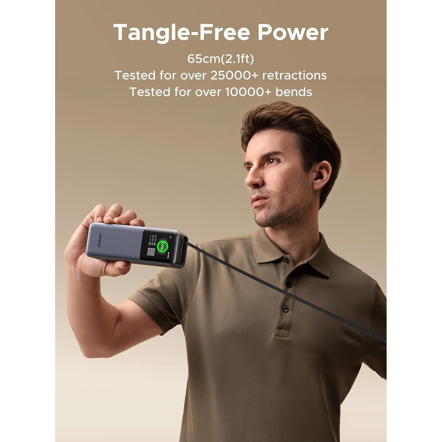 Power Bank UGREEN 20000mAh 165W con Cable USB-C Integrado