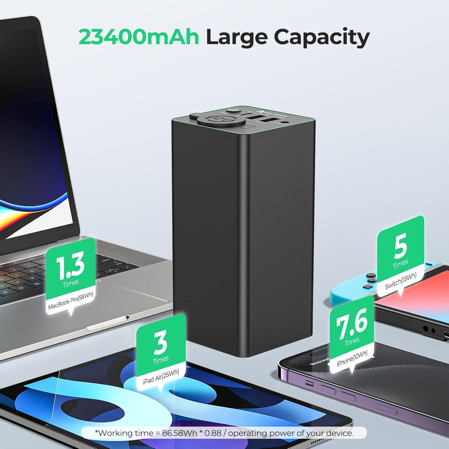 Cargador Portátil RoyPow 30W PD 86.58Wh para Laptop y Camping
