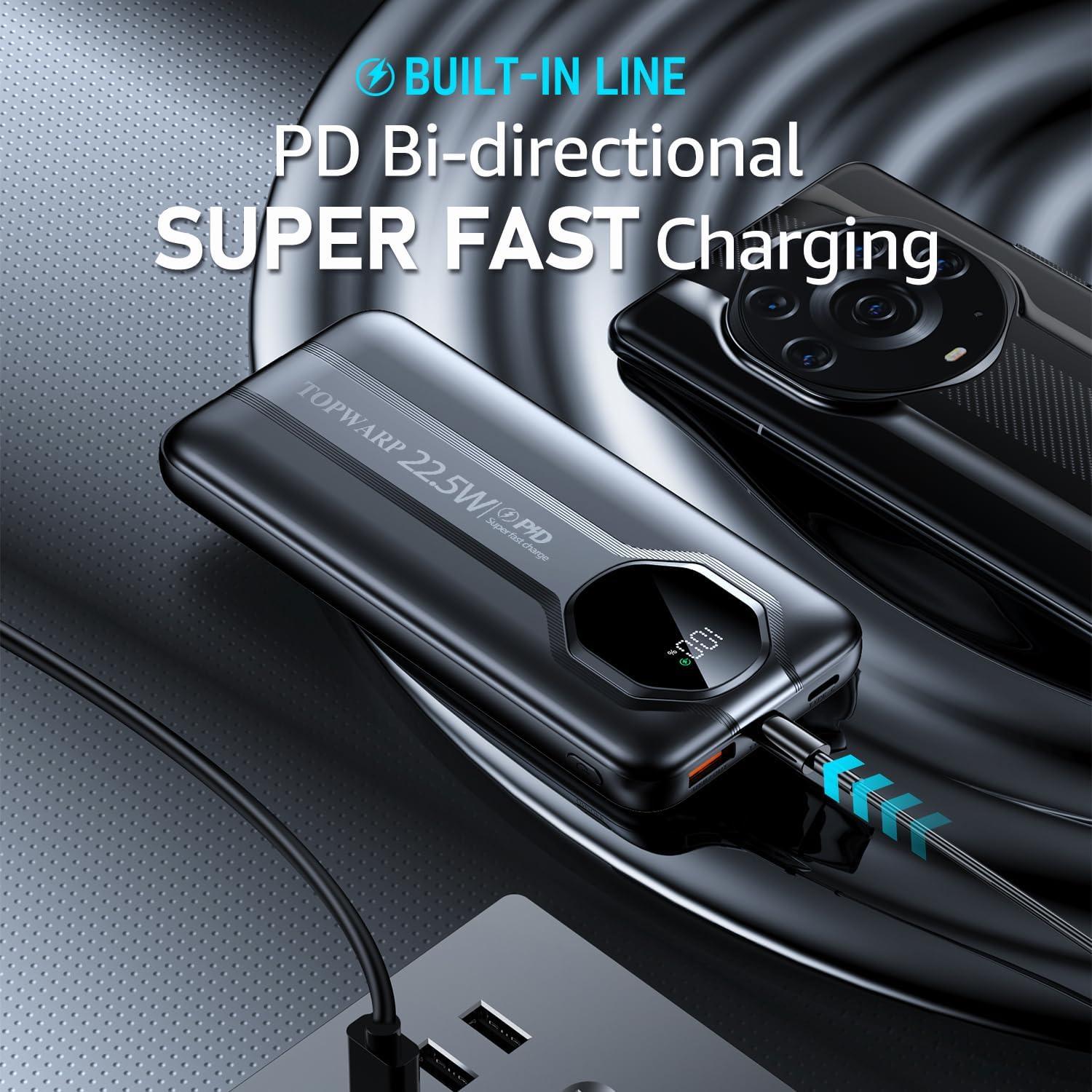 Banco de Energía 20000mAh TOPWARP Cargador Rápido PD QC3.0