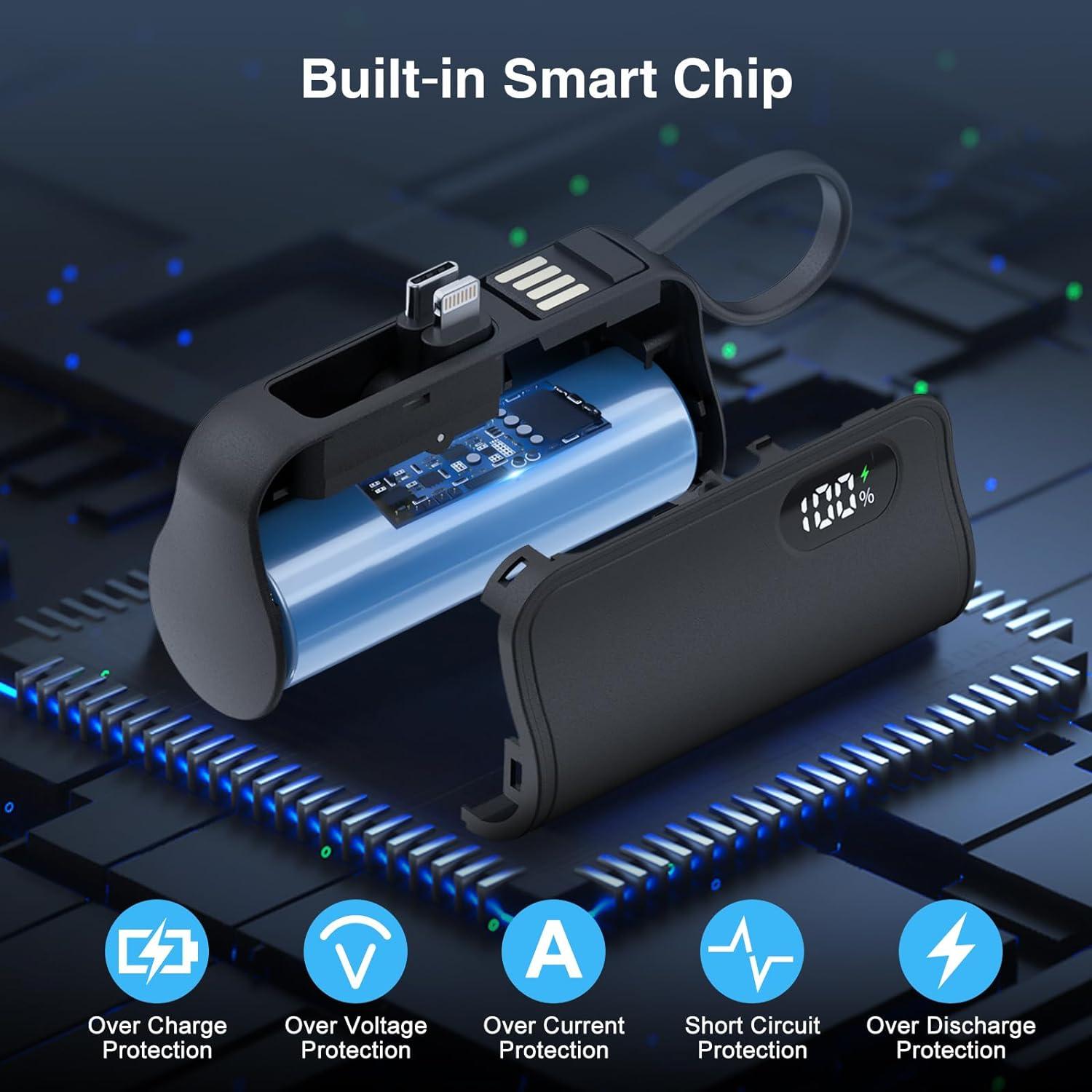 Cargador Portátil Mini 5000mAh WIXLI USB-C para iPhone y Android