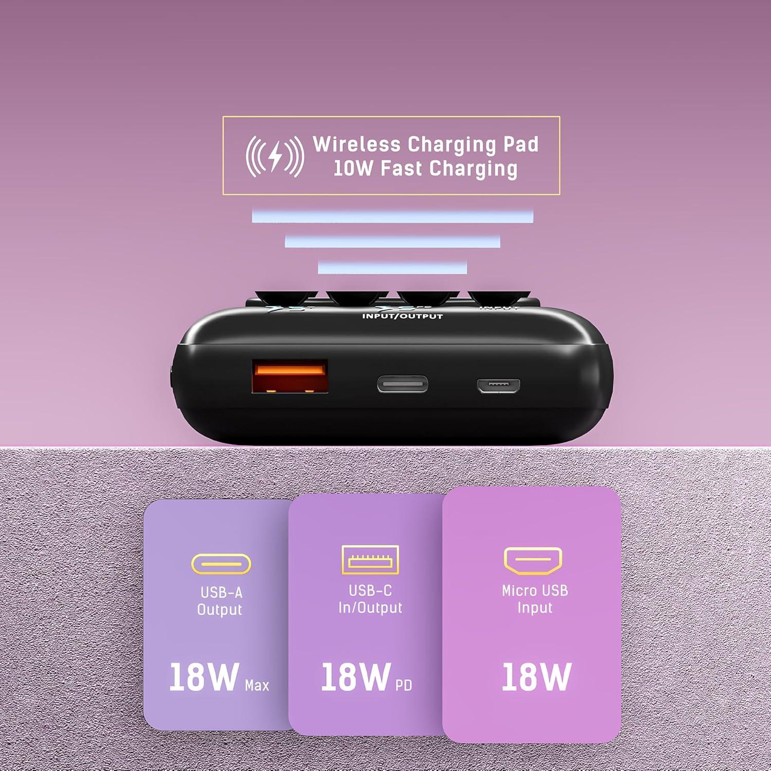 Banco de Energía Inalámbrico 20000 mAh TSBar Carga Rápida USB-C