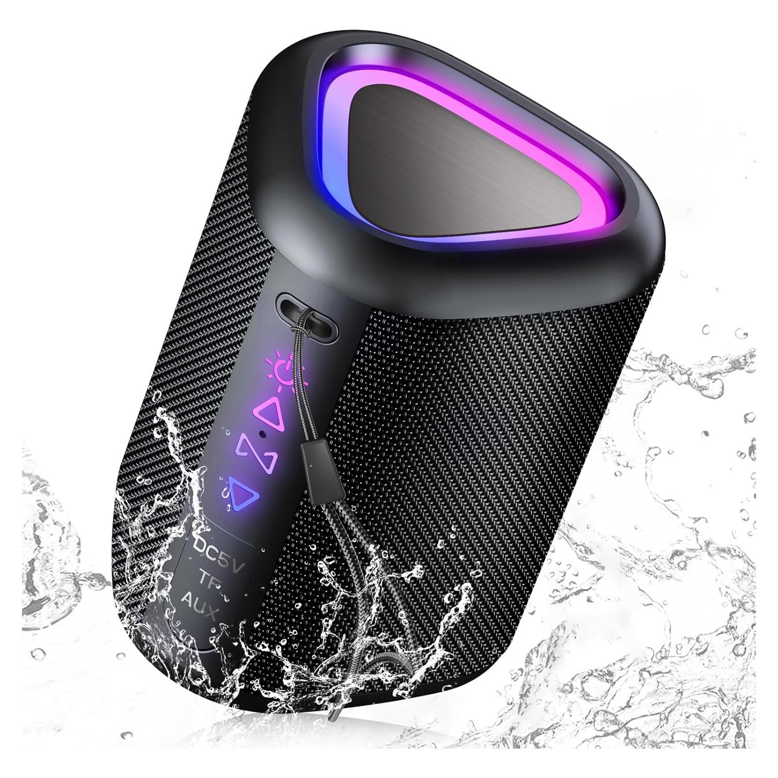 Altavoz Bluetooth Aowoka 2025 Portátil IPX7 24H RGB Negro