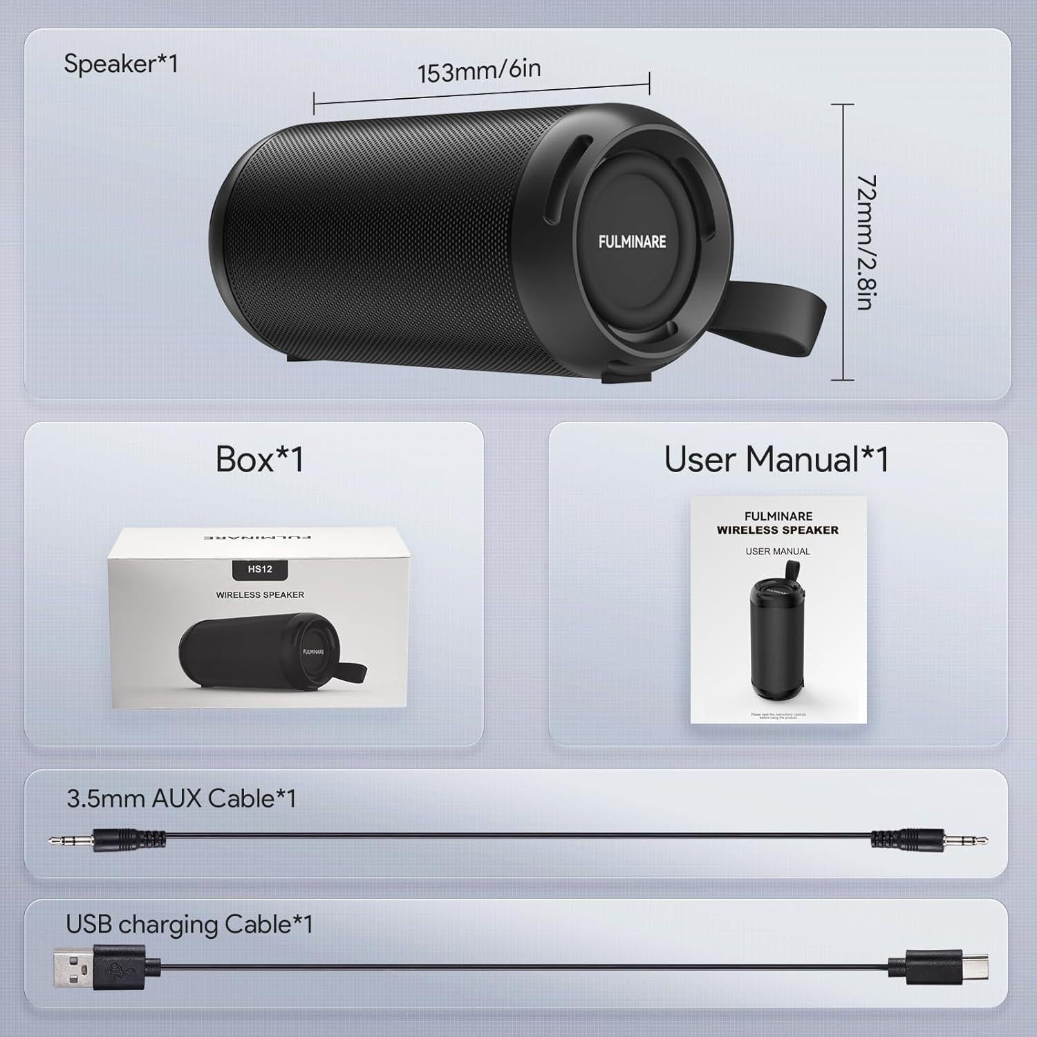 Altavoz Bluetooth FULMINARE HS12 26W Impermeable IPX5 Negro