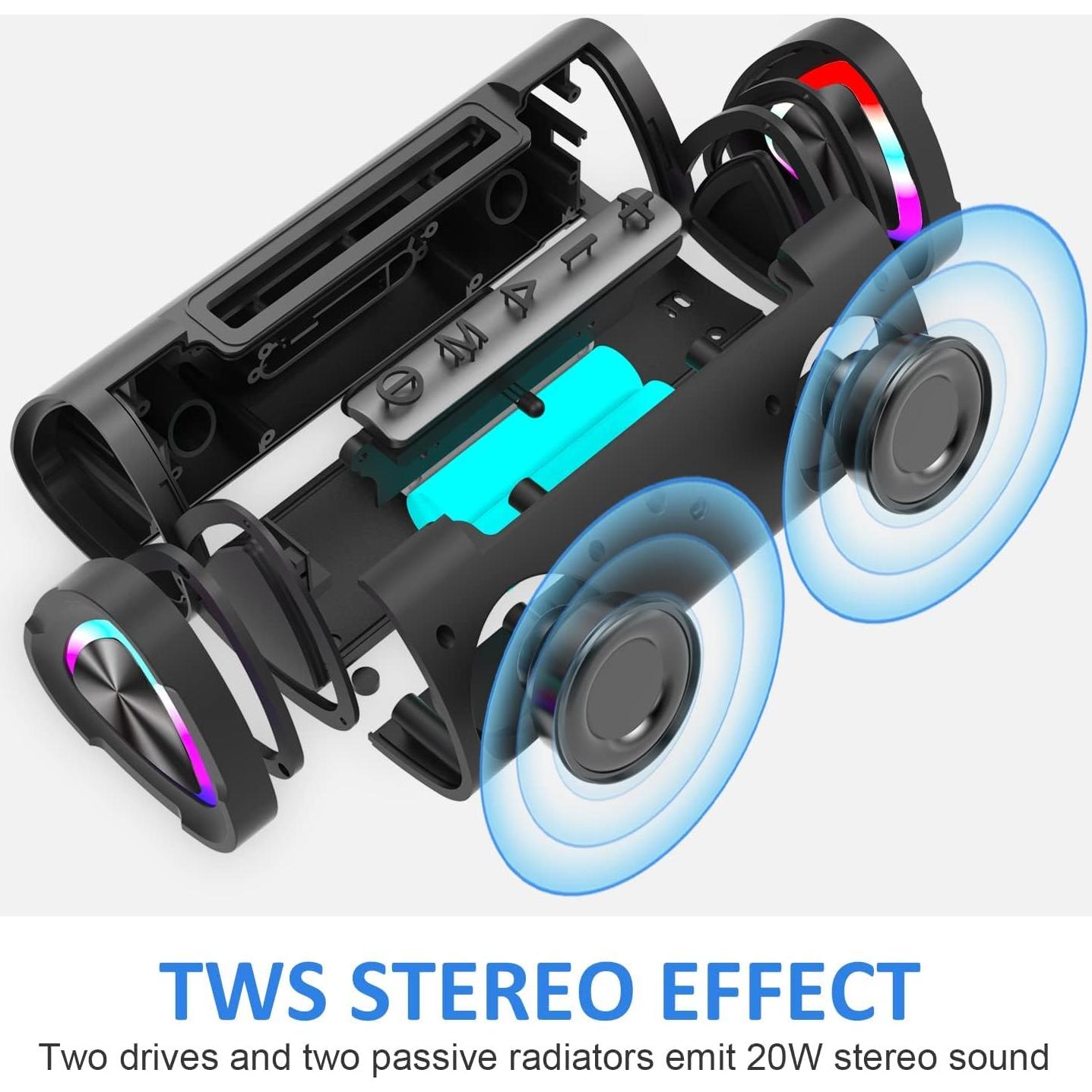 Altavoz Bluetooth Vanzon V40 Portátil IPX7 24W 24H Negro