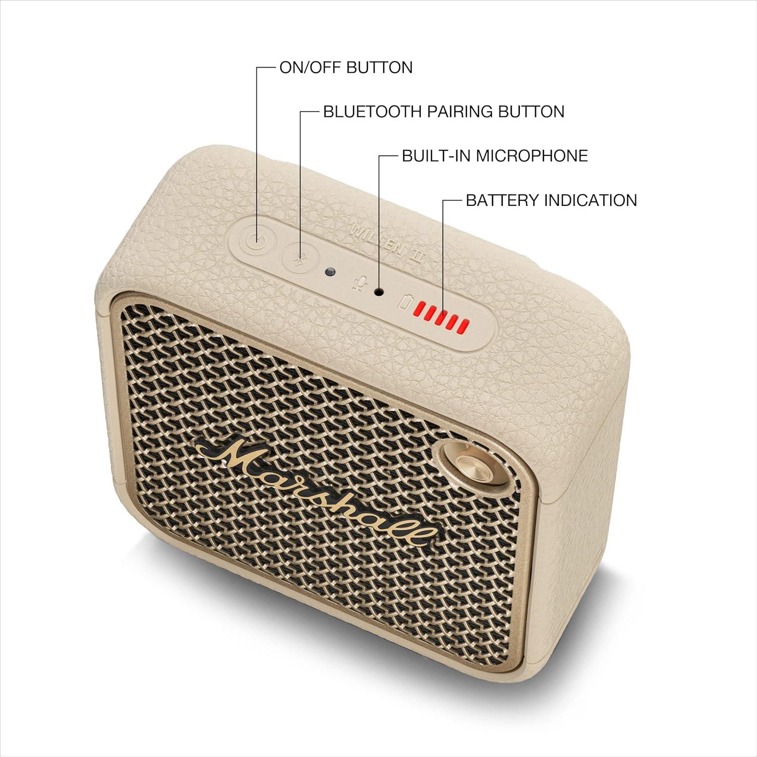Altavoz Portátil Bluetooth Marshall Willen II - Crema, 17h Batería