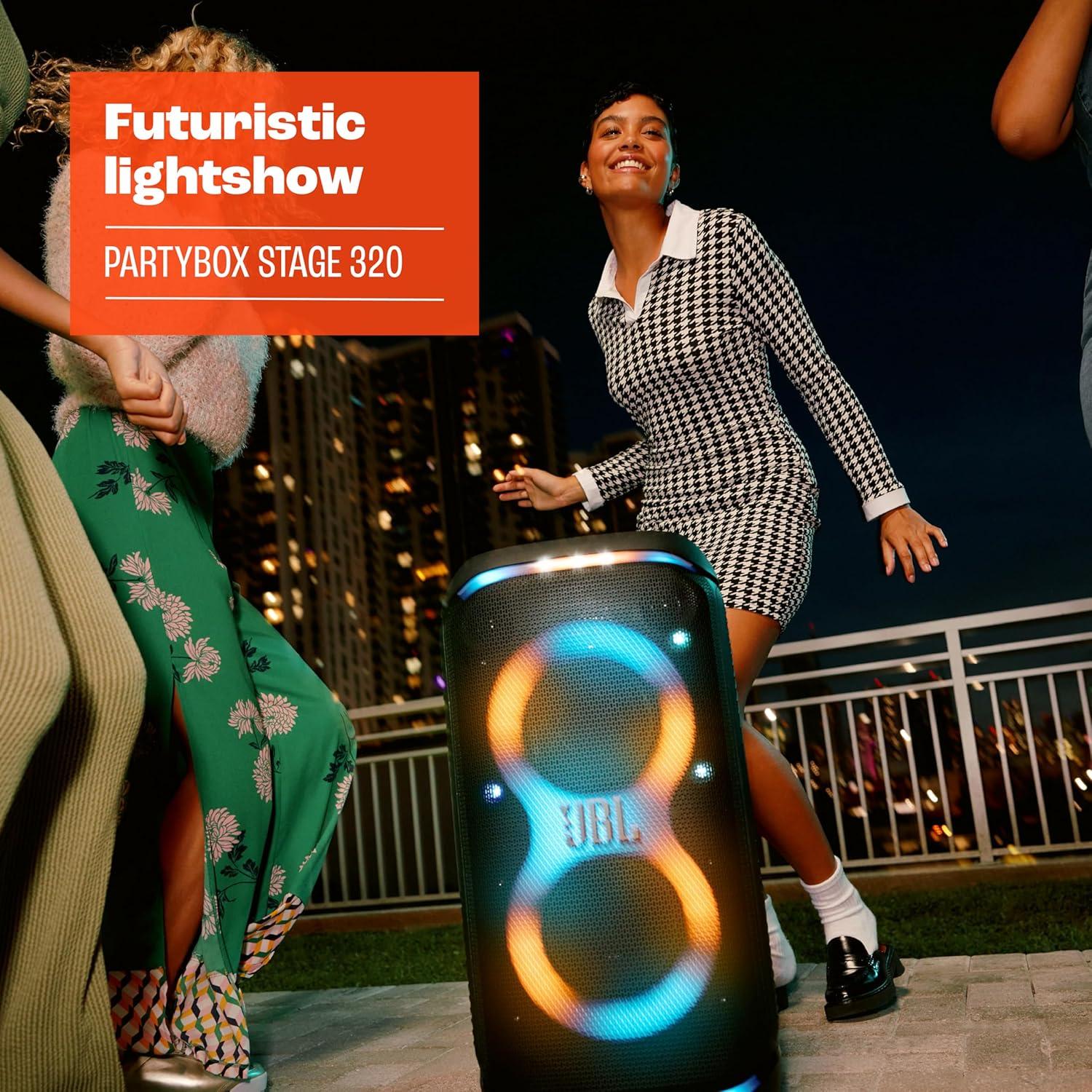 Altavoz portátil JBL PartyBox Stage 320 - Sonido potente, luces y 18h