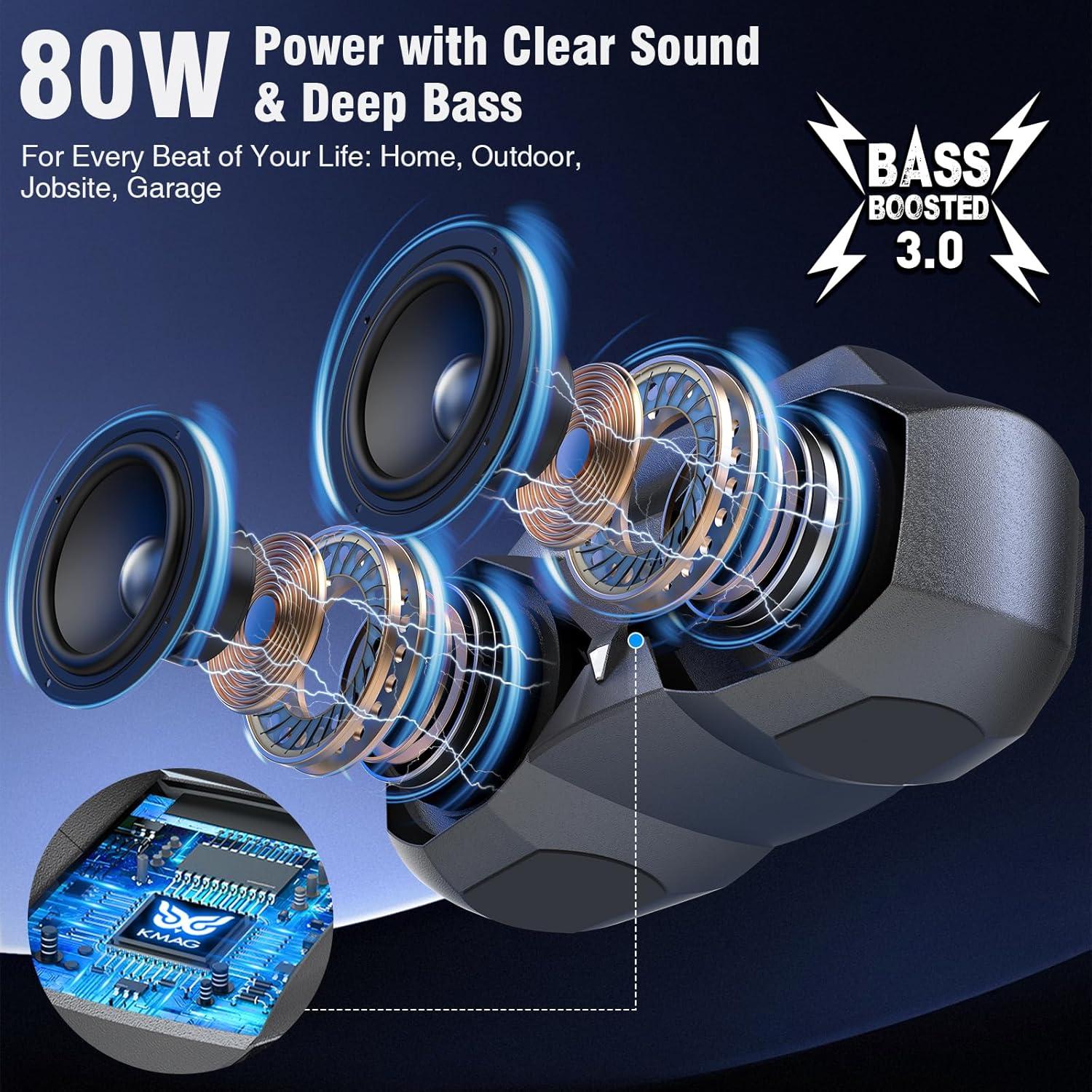 Altavoz Bluetooth KMAG HB1 80W Impermeable IPX7 20H Portátil