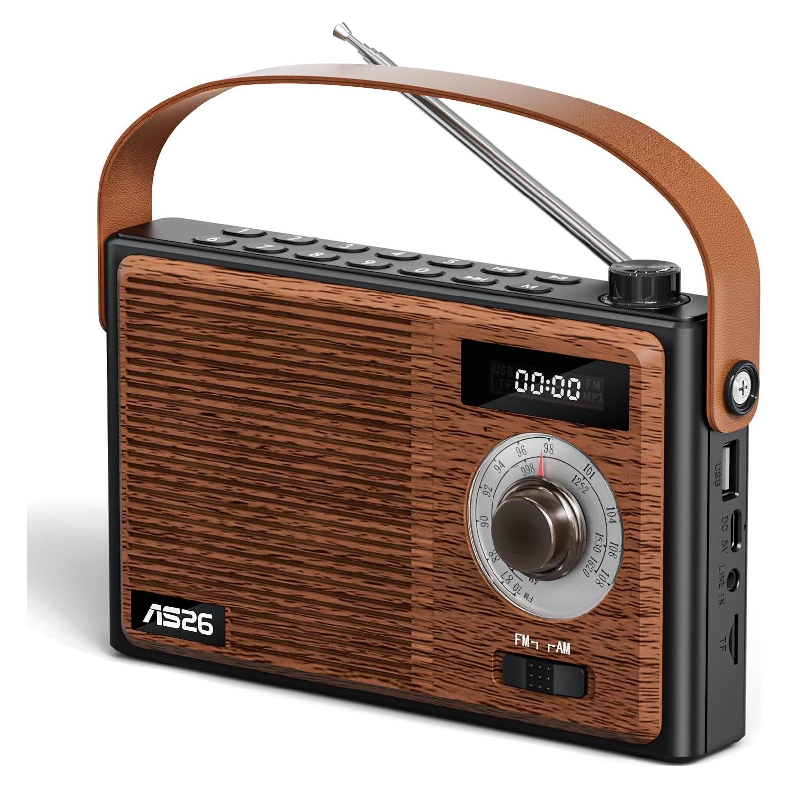 Altavoz Bluetooth Retro FREEFISH AS26 con Radio AM/FM 6W