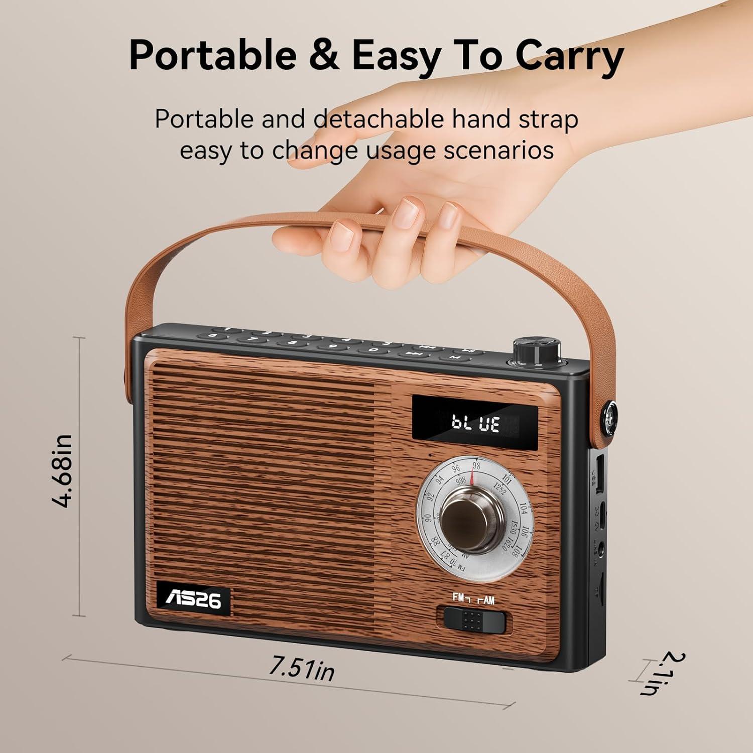 Altavoz Bluetooth Retro FREEFISH AS26 con Radio AM/FM 6W