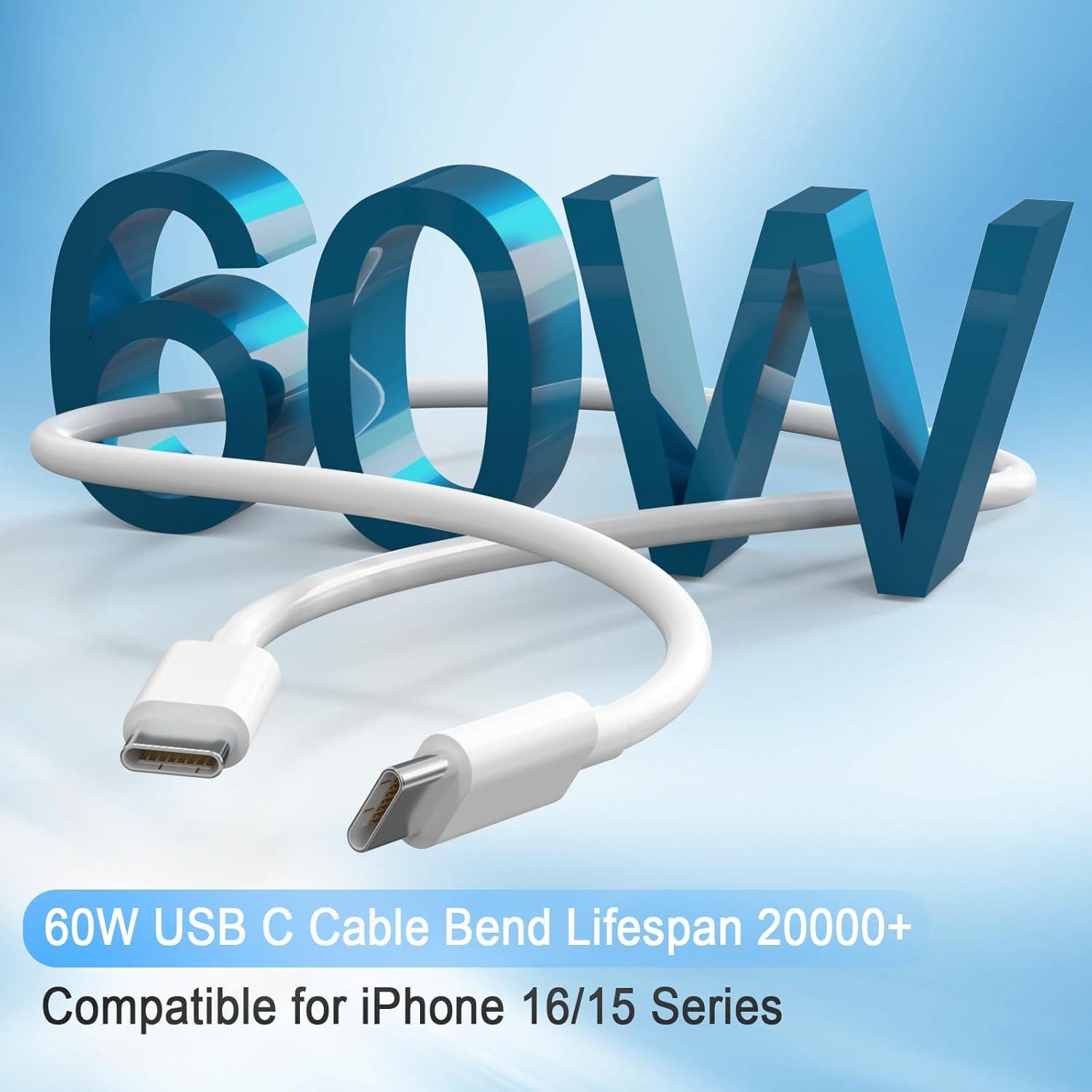 Cargador Rápido de Pared ILOUYU USB-C 4 Paquetes con Cable 6 pies