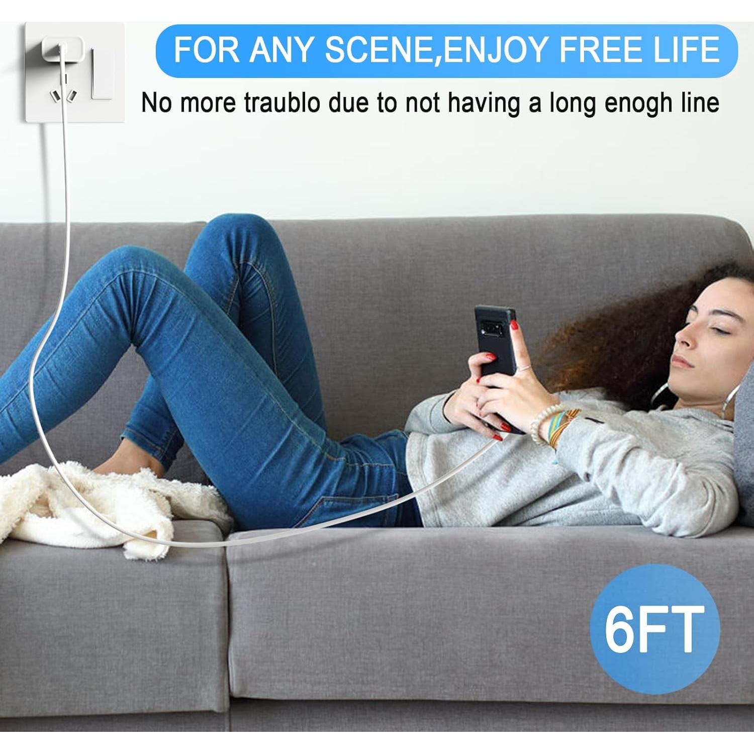 Cargador Rápido de Pared ILOUYU USB-C 4 Paquetes con Cable 6 pies