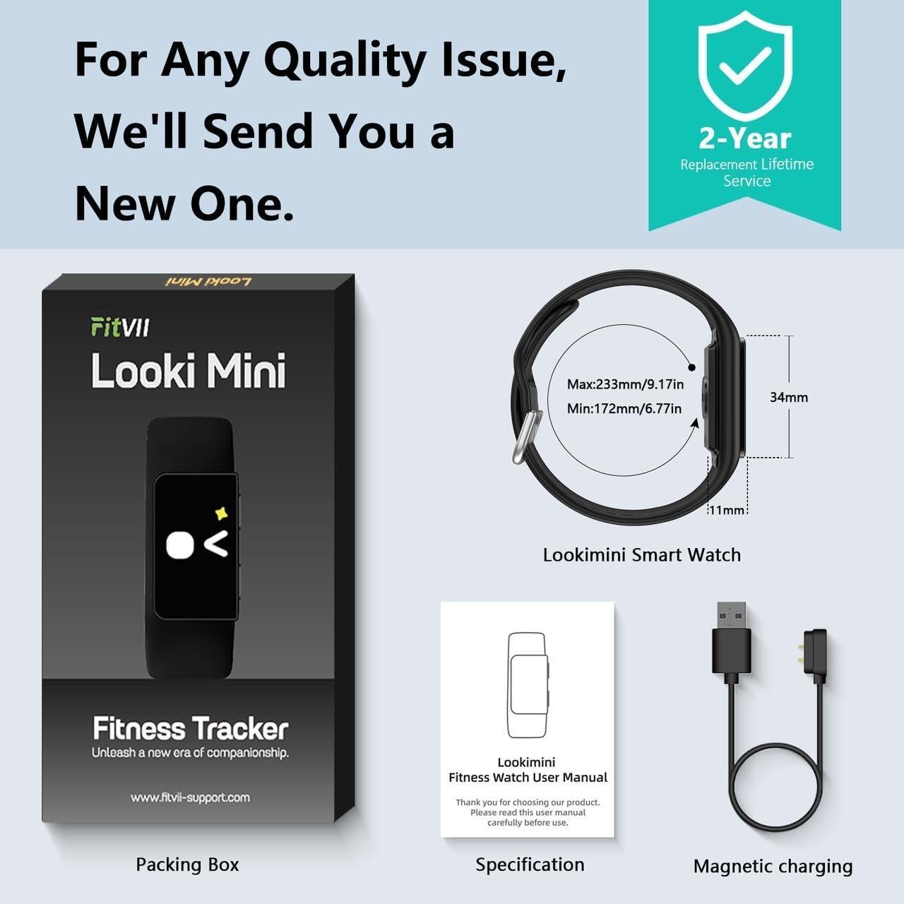 Reloj Inteligente FITVII Looki-mini AMOLED 1.01" Negro