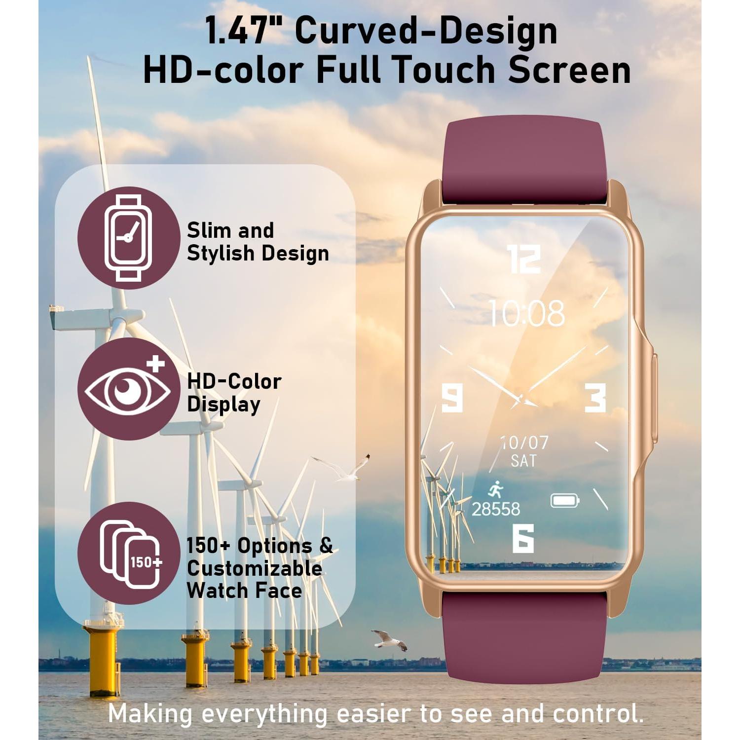 Reloj Inteligente Mindrose H80 Fitness 1.47" Burdeos IP68