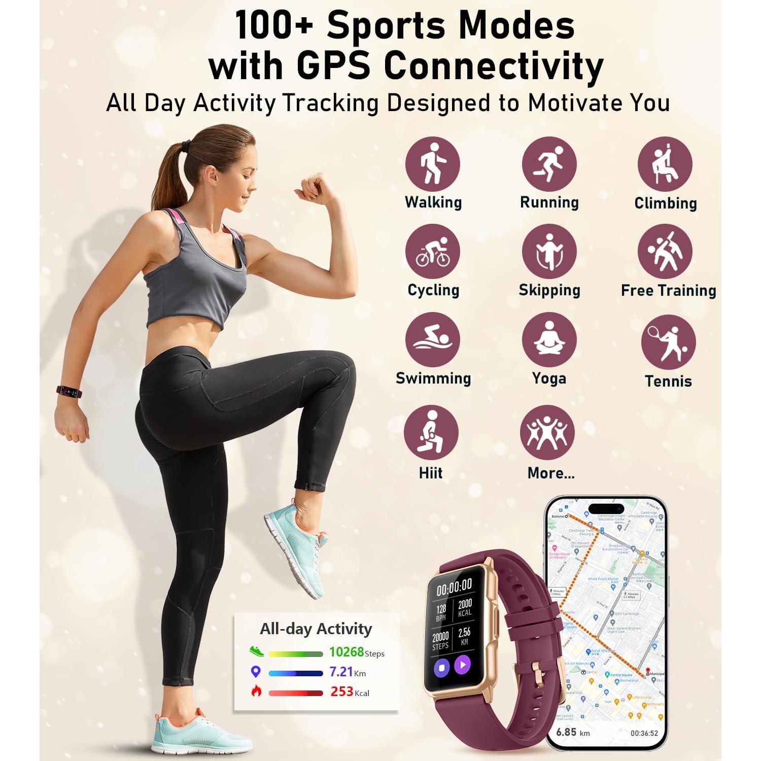 Reloj Inteligente Mindrose H80 Fitness 1.47" Burdeos IP68